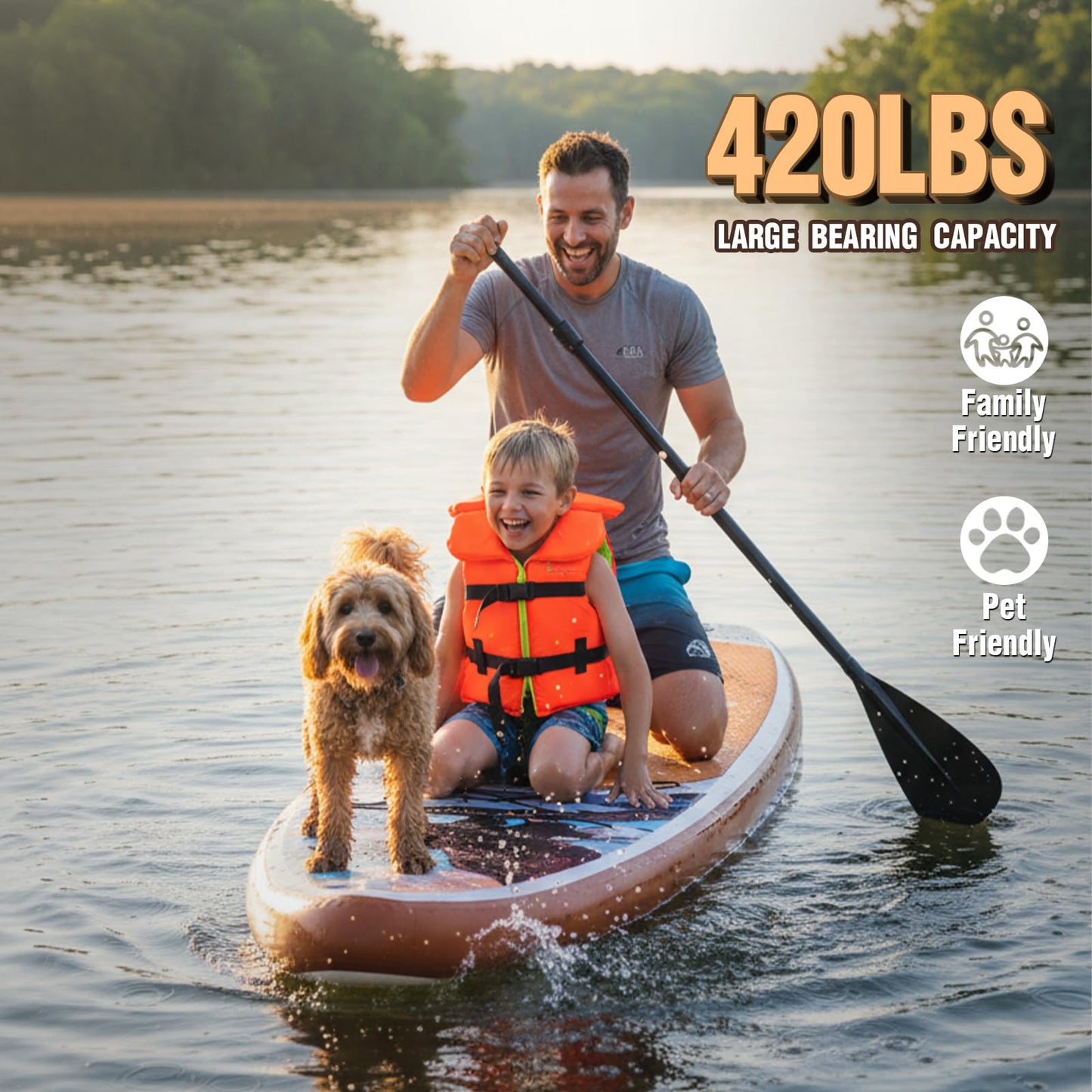 FEATH-R-LITE Inflatable Paddle Board Stand Up Paddleboards for Adults SUP with Premium Accessories Pump, Adjustable Paddle, Leash, Three Fins, Backpack (Ash Eagle)