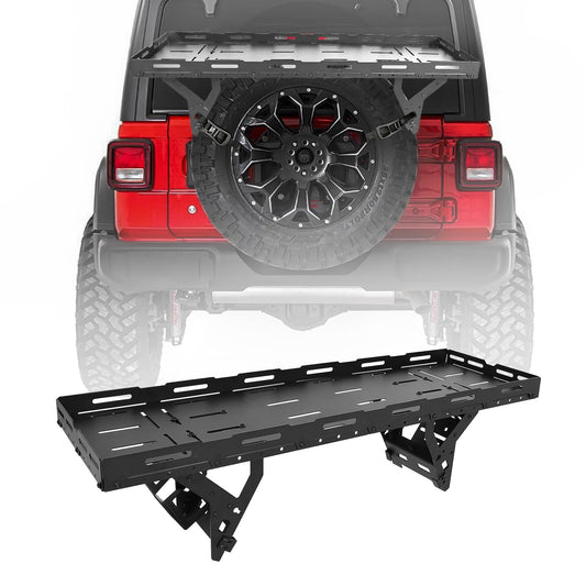 Spare Tire Utility Cargo Basket Storage Rack，for 30-40 Inch Tires，80 LBS Load Capacity, No-Drill Installation, Fit for 1976-2026 Jeep Wrangler JK JL TJ YJ CJ, Ford Bronco, RV & SUV Camping Gear Mount