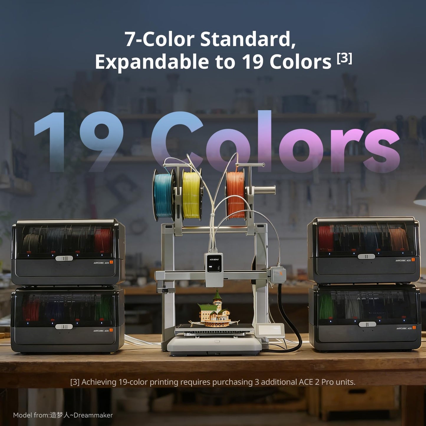 Anycubic Kobra X Combo 3D Printer with ACE 2 Pro, Native 7-Color Printing (Up to 19), 2X Faster & Less Waste, Auto-Leveling, Ideal for Beginner, Kids, Home Education, Family DIY Toys & Practical Tools