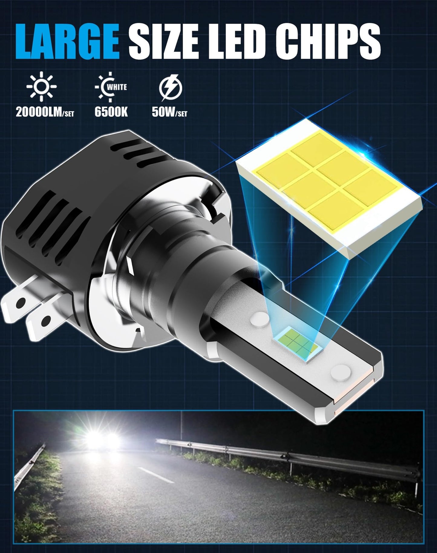 CHOPDARK H11B LED Bulbs 50W 20000Lm White Light Plug and Play for Kia Hyundai H11B/H8B/H9B