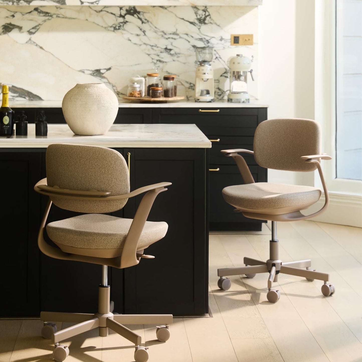 TopJob Biskit Ergonomic Chiar, Comfortable Ergonomic Chair Designed Specifically for Women and Children, Suitable for Home, Office, and School environments (Liquid-Resistant Tan Weave)