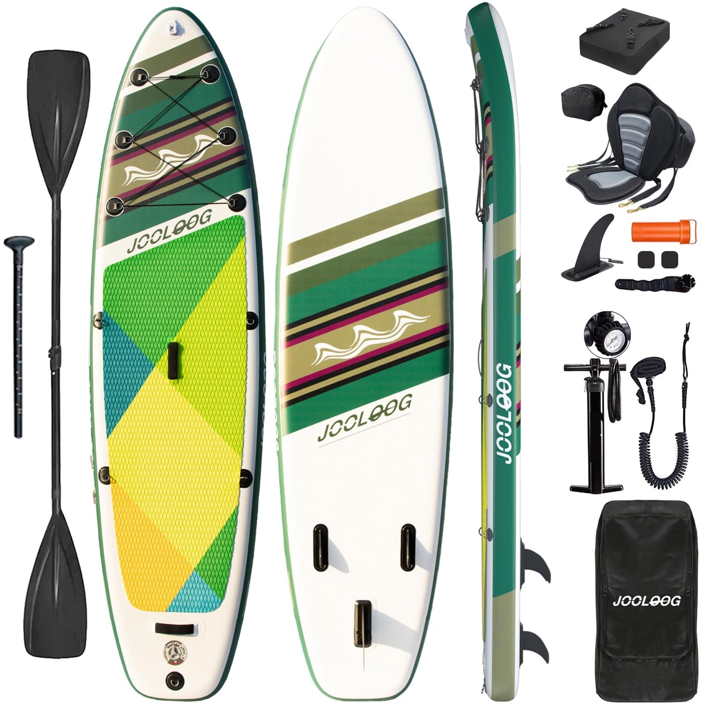 Inflatable Stand Up Paddle Board with Seat, 10'6" SUP 440LBS, Recreational Paddleboard for Adults Beginners, Blow Up Paddle Board with Fishing Design, Camera Mount, Cooler Bag & Full Accessories