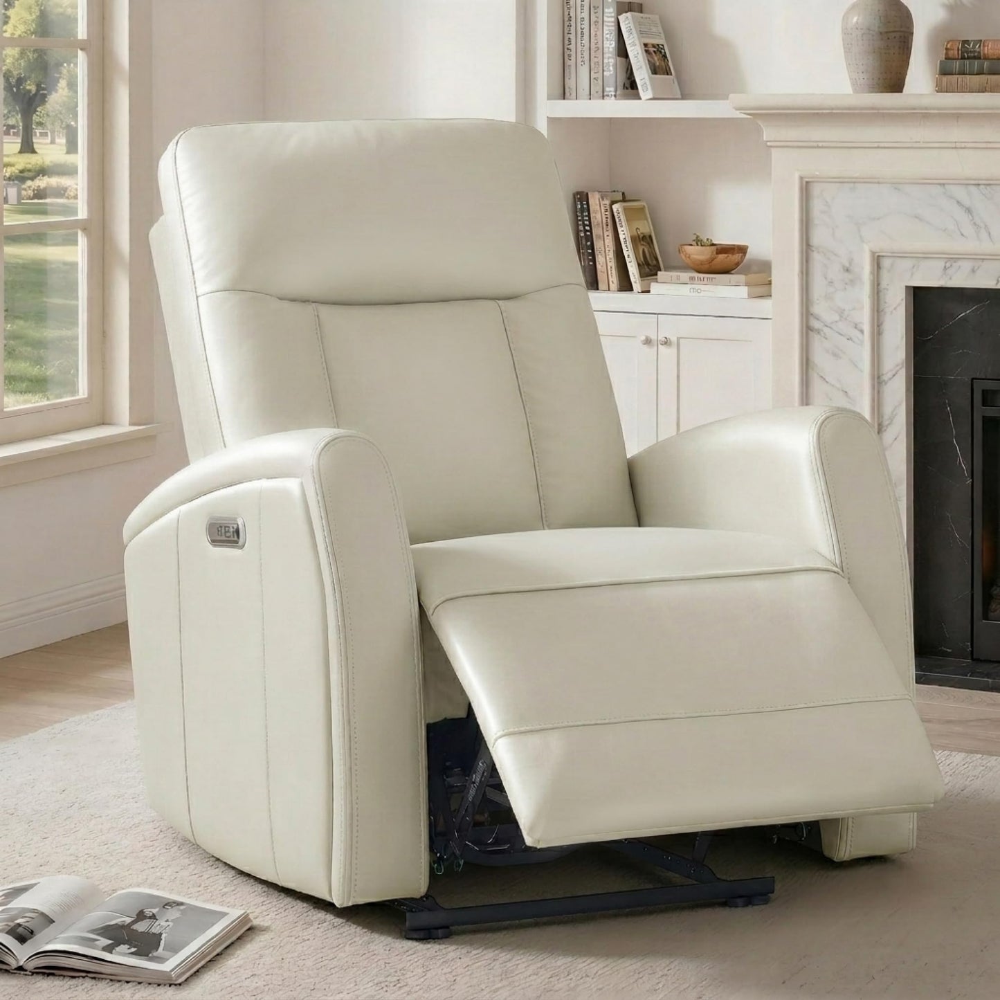 KISLOT Wall Hugger Power Recliner Chair with USB & Type-C Ports Faux Leather Recliner 135° Reclining Small Space Electric Sofa for RV Living Room Bedroom