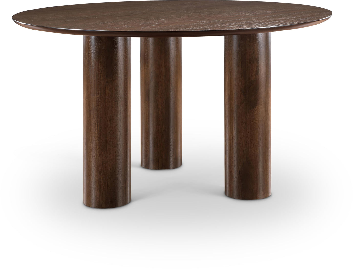 Meridian Furniture 943Brown-T Colosseum Collection Mid-Century Modern Dining Table with Rich Brown Walnut Finish, Oak Veneer, Mix of Solid Wood and MDF, 54" W x 54" D x 30" H, Brown