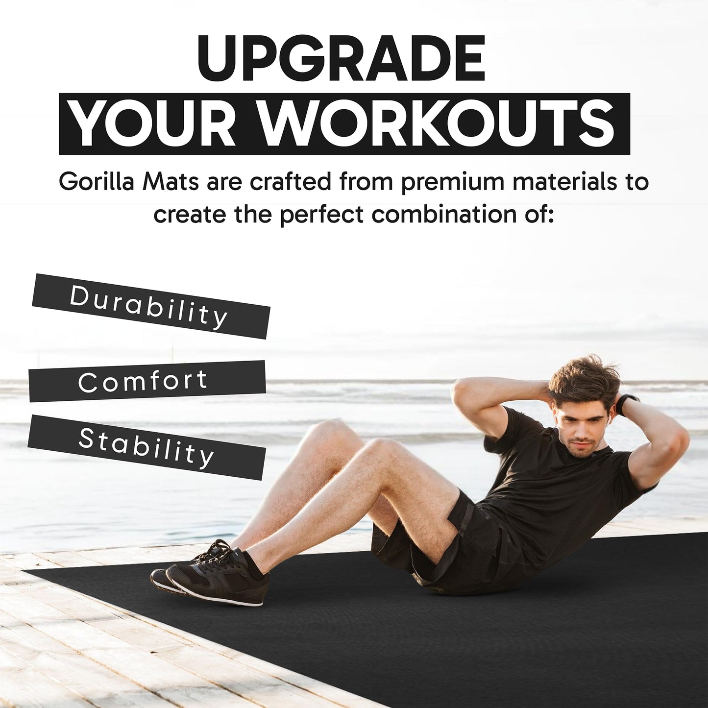 Gorilla Mats Large Exercise Mat – 6' x 4' x 1/4" – Ultra Durable Thick Workout Mat for Home Gym Flooring – Non-Slip, Flat, Fitness, Yoga & Weight Lifting Floor Mat – Shoe Friendly