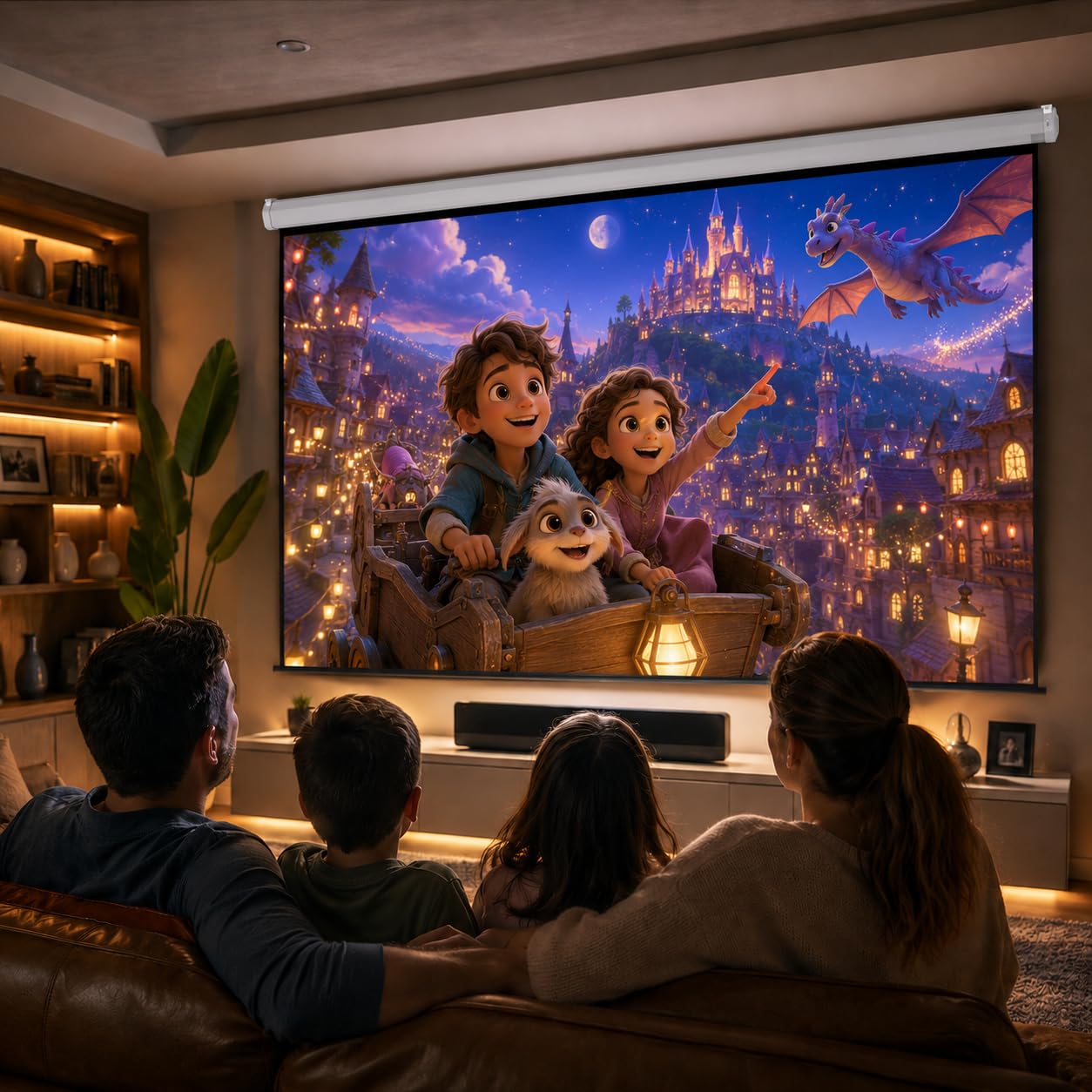 120" Motorized Projector Screen, Electric 4:3 Projector Screen with Remote Control, Indoor/Outdoor HD Movie Screen, Wall/Ceiling Mounted, Perfect for Home Office Theater TV, White