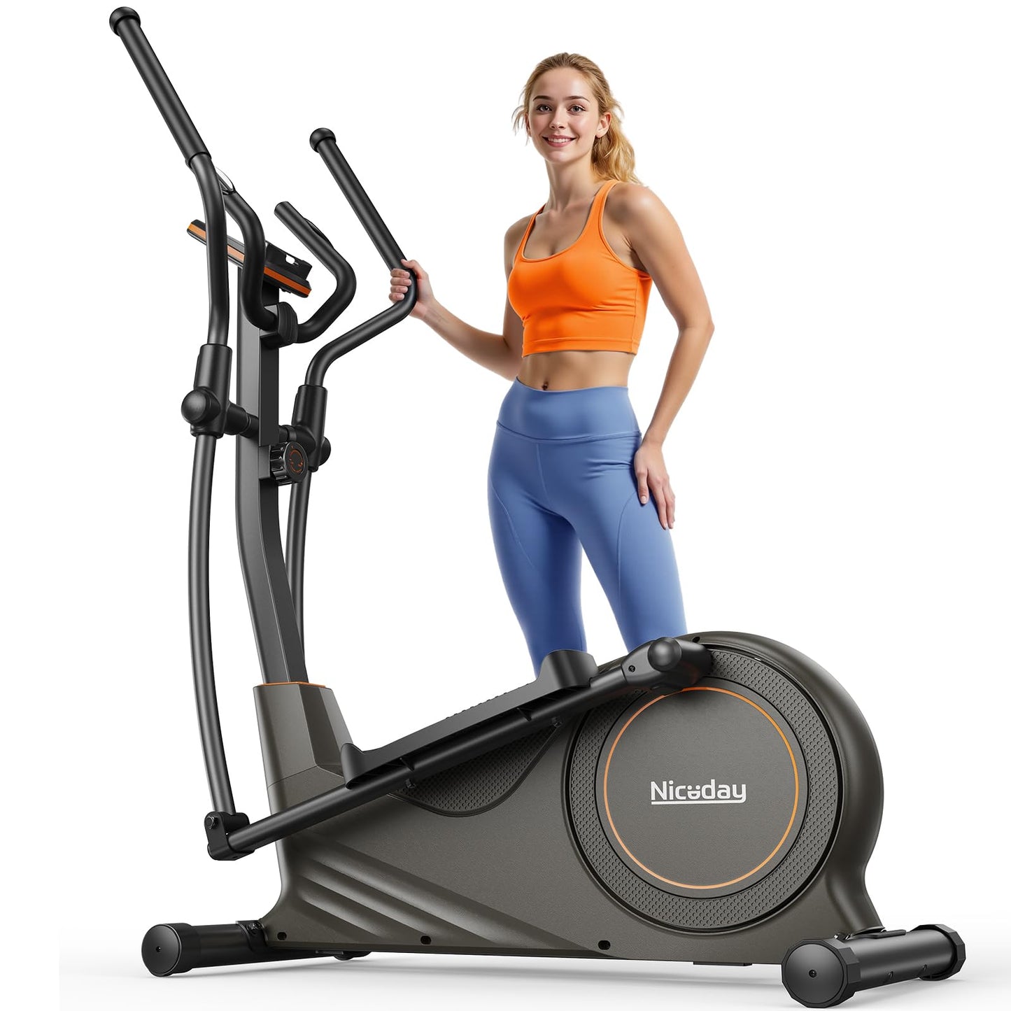 Niceday Elliptical Exercise Machine, Elliptcal Machine for Home, 15.5IN Stride Elliptical Machine, Elliptcal Training Machine with 16 Level Resistance, 400LBS Loading Capacity