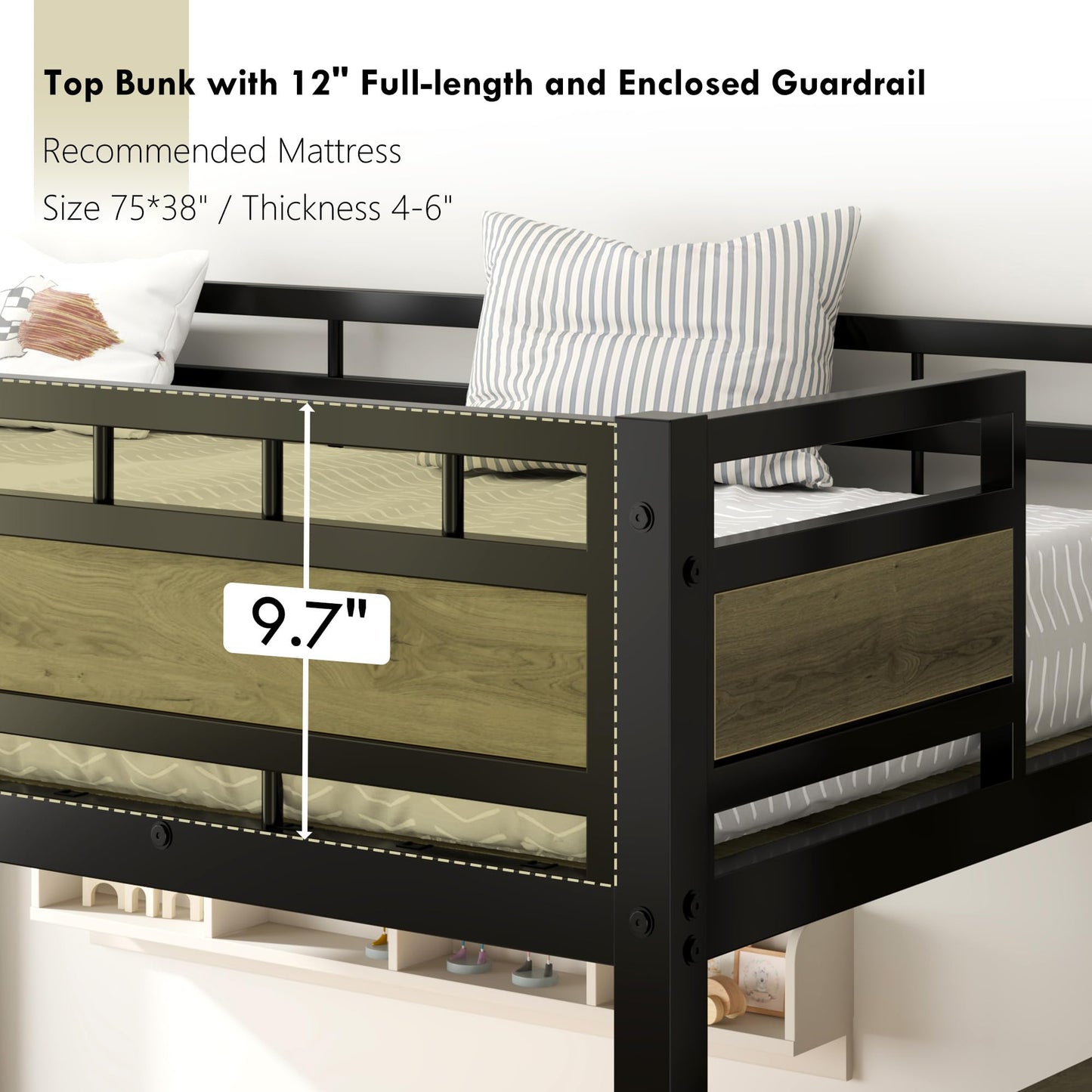 SDHYL Twin Size Loft Bed, with Storage Stairs & Drawers,Space-Saving Heavy-Duty Metal Bed Frame, No Box Spring Needed, Ideal for Dorms and Small Rooms, Easy Assembly, Black