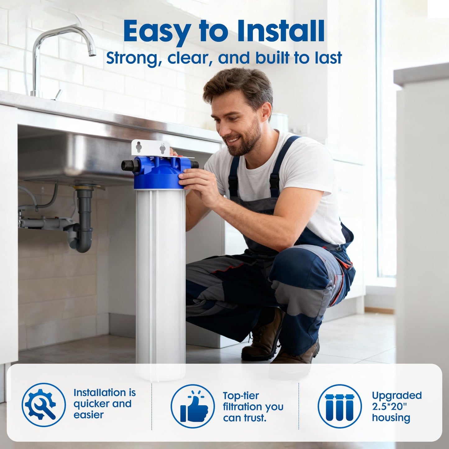 Salt Free Water Softener Systems Whole House, Whole House Water Softener System, 3/4'' FNPT Highly Reduces Hardness, Limescale, Chlorine & Odor, Delivers Pure & Healthy Water| Protect Appliances
