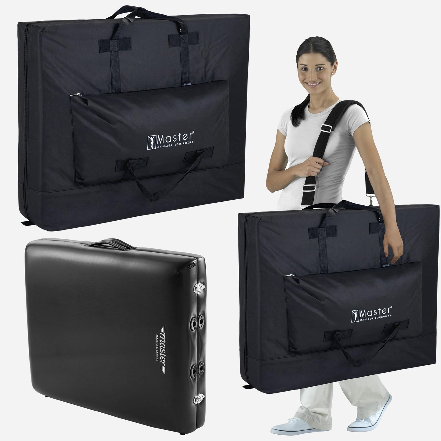 Master Massage 30" Balboa Portable Massage and Exercise Table Beauty Bed in Black Luster with Ambient Lighting System