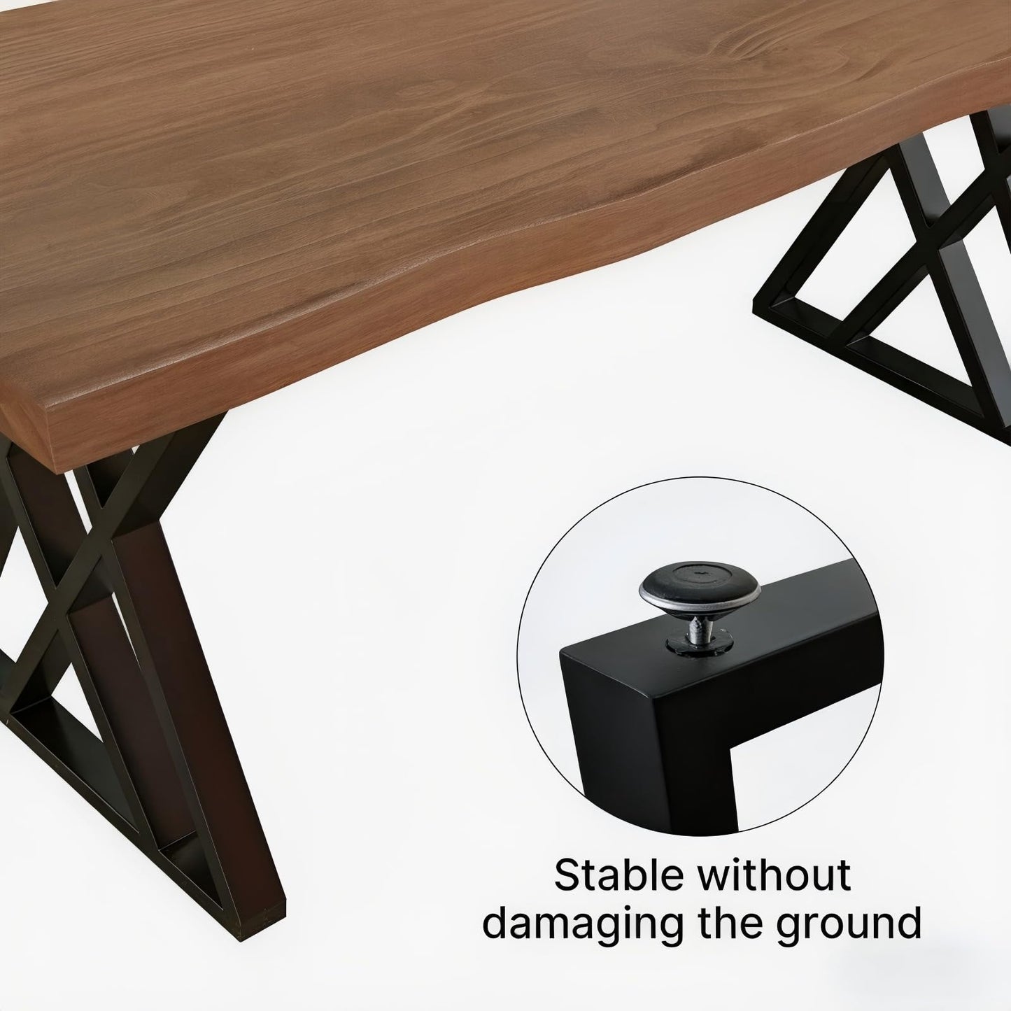 QZYJKJ Solid Wood Computer Desk Study Office Desk 55" Writing Desk, Modern Simple Style PC Table, Black Metal Frame, Solid Wood Planks 55" D x 27" W x 29" H for Home Office Bedroom,Rustic Brown