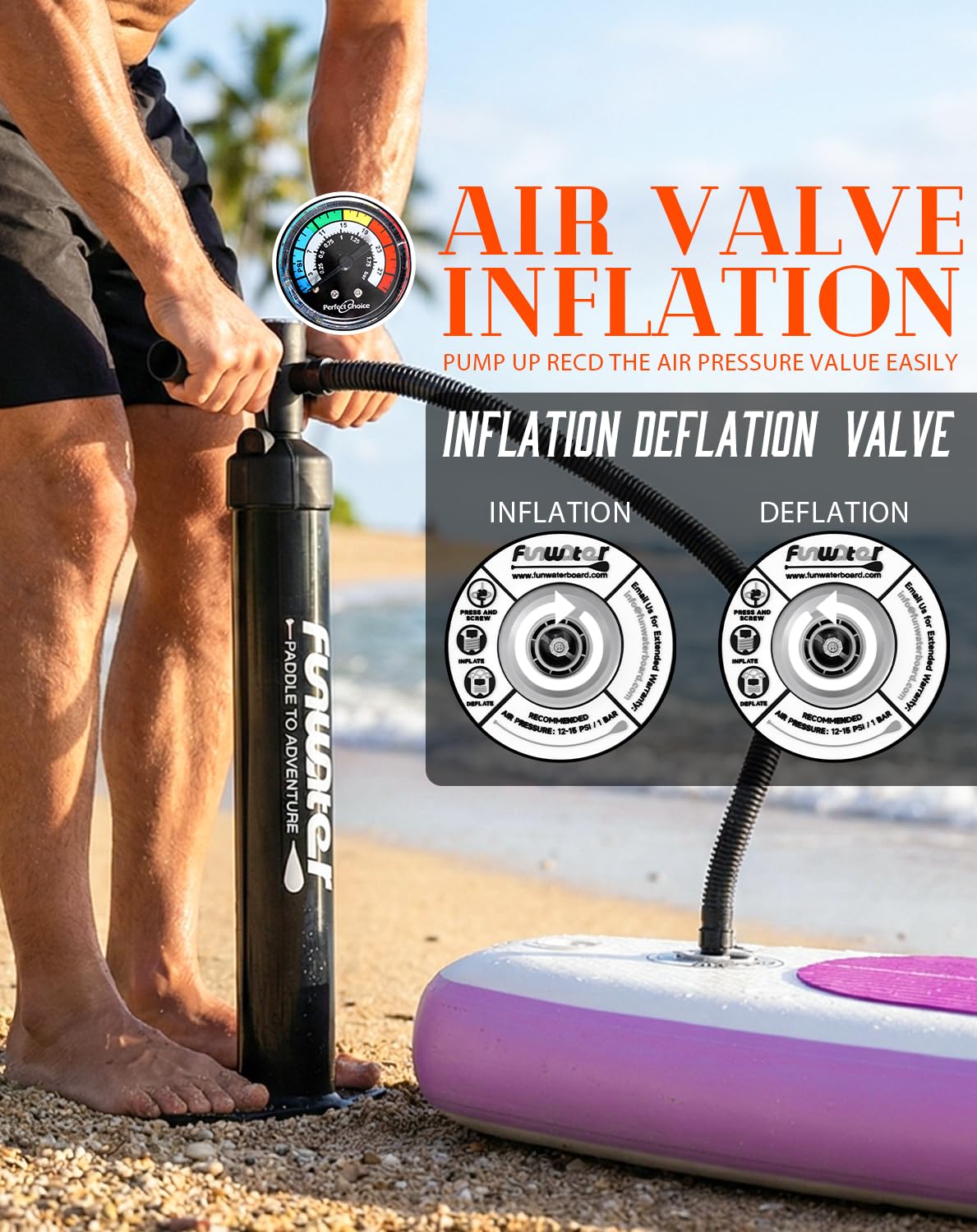 FunWater Inflatable 10'6×33"×6" Ultra-Light (17.6lbs) SUP for All Skill Levels Everything Included with Stand Up Paddle Board, Adj Floating Paddles, Pump, ISUP Travel Backpack, Leash,Waterproof Bag
