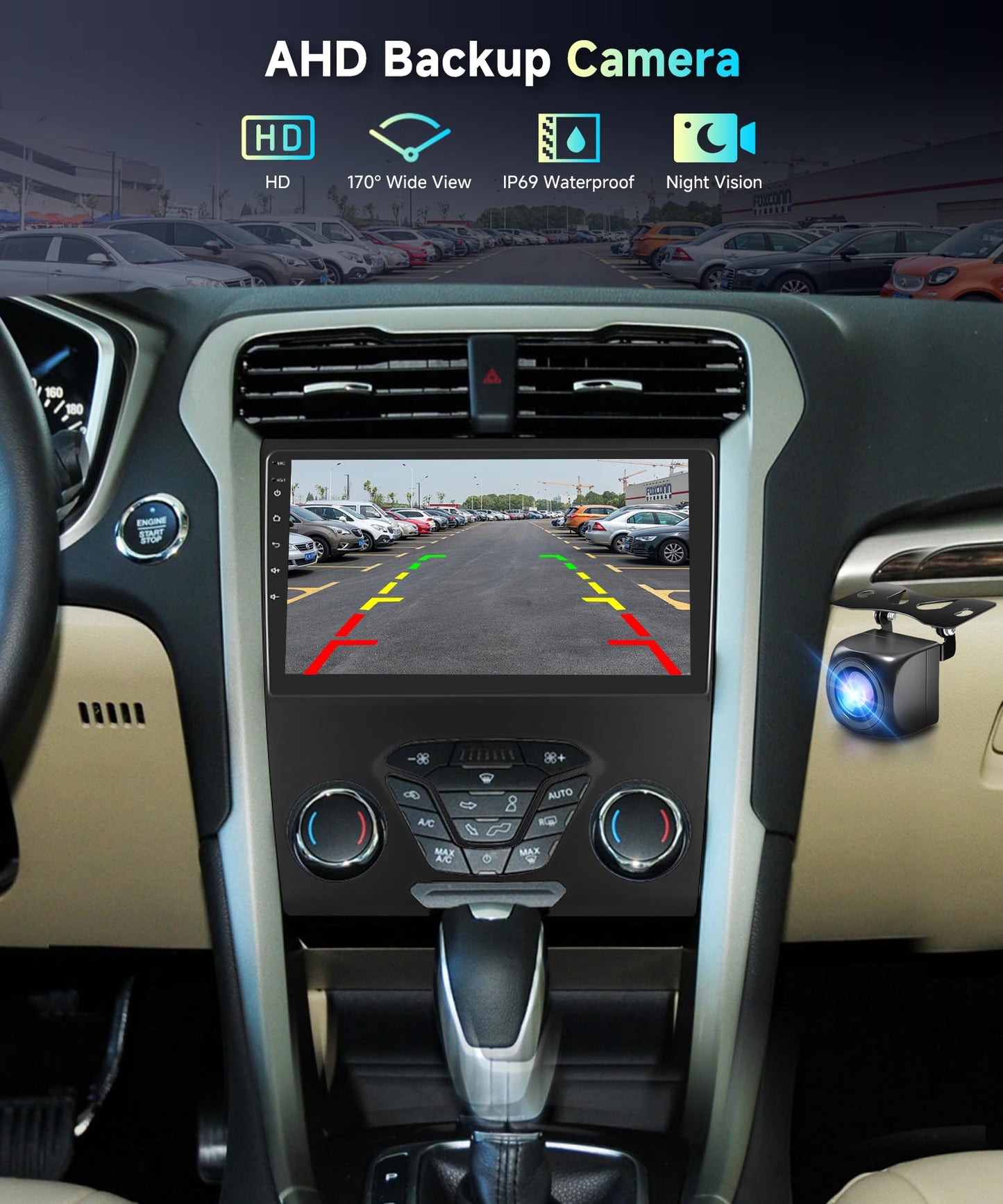 5Ghz WiFi 2G+64G for Ford Fusion Mondeo 2013-2019 Radio,【Android 15 Build-in DSP EQ】 Car Stereo with 5.0Bluetooth,Wireless Carplay Android Auto,9inch IPS Touch Screen,IP69k Backup Camera,GPS,FM/RDS