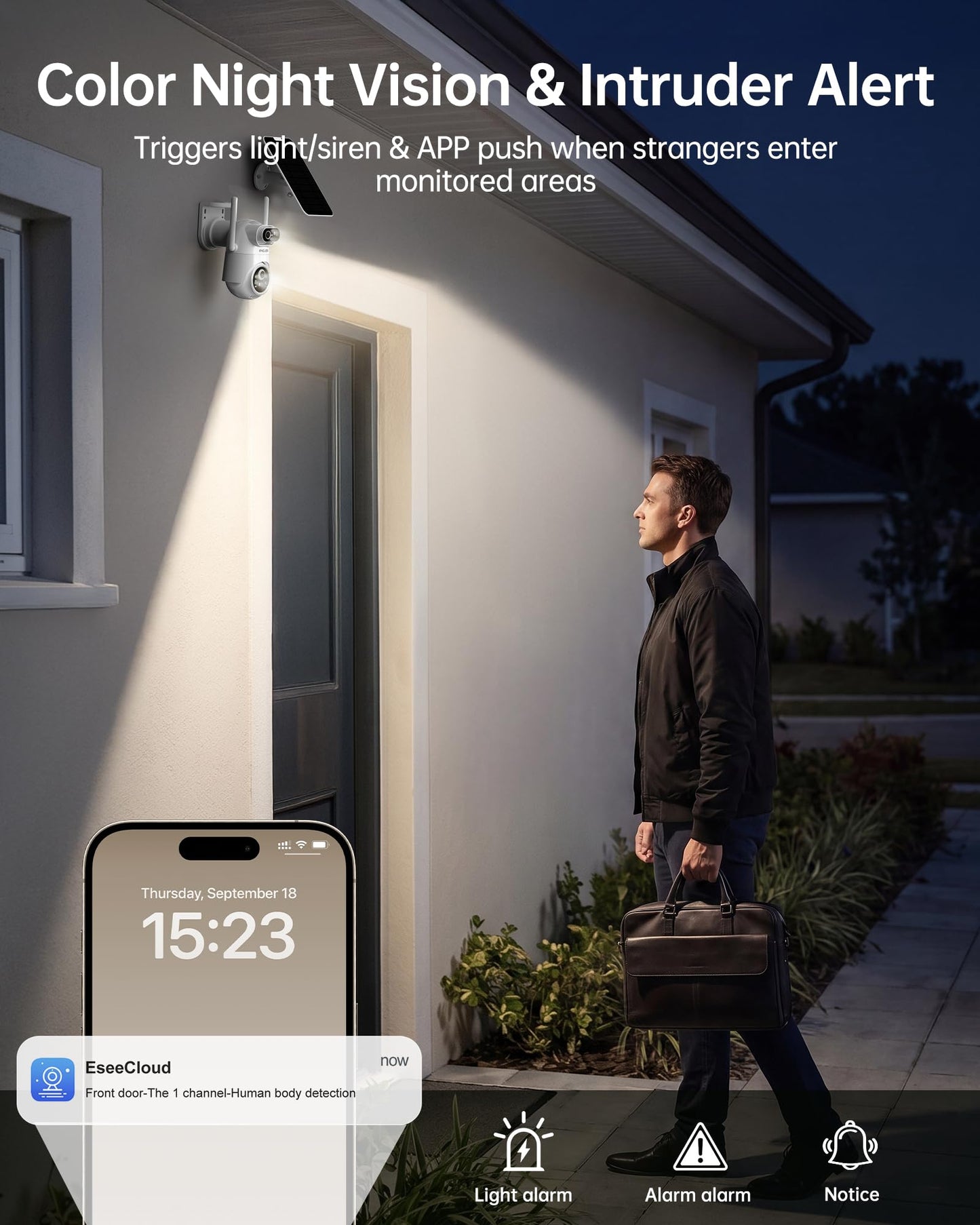 PIOJER Solar Security Camera Wireless Outdoor Dual-Lens 2K(2MP Wide-Angle & 2MP PTZ) Cameras System for Home Color Night Vision 32GB Local Storage PIR AI Human Detection No Subscription Fee 4Pack