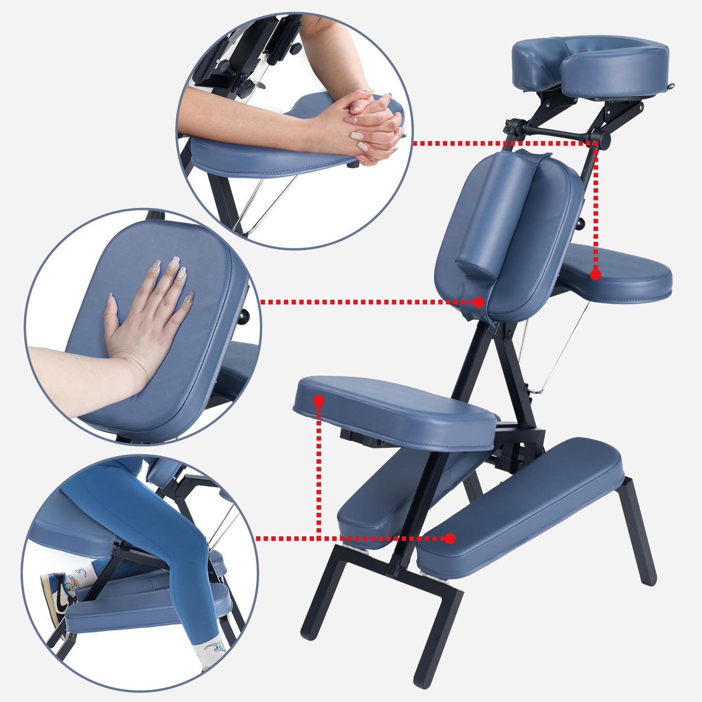 Master Massage Professional Lightweight Portable Massage Chair-Folding Foldable Aluminum Adjustable Tattoo Chair with Wheeled Carrying Case, Aluminum, Blue