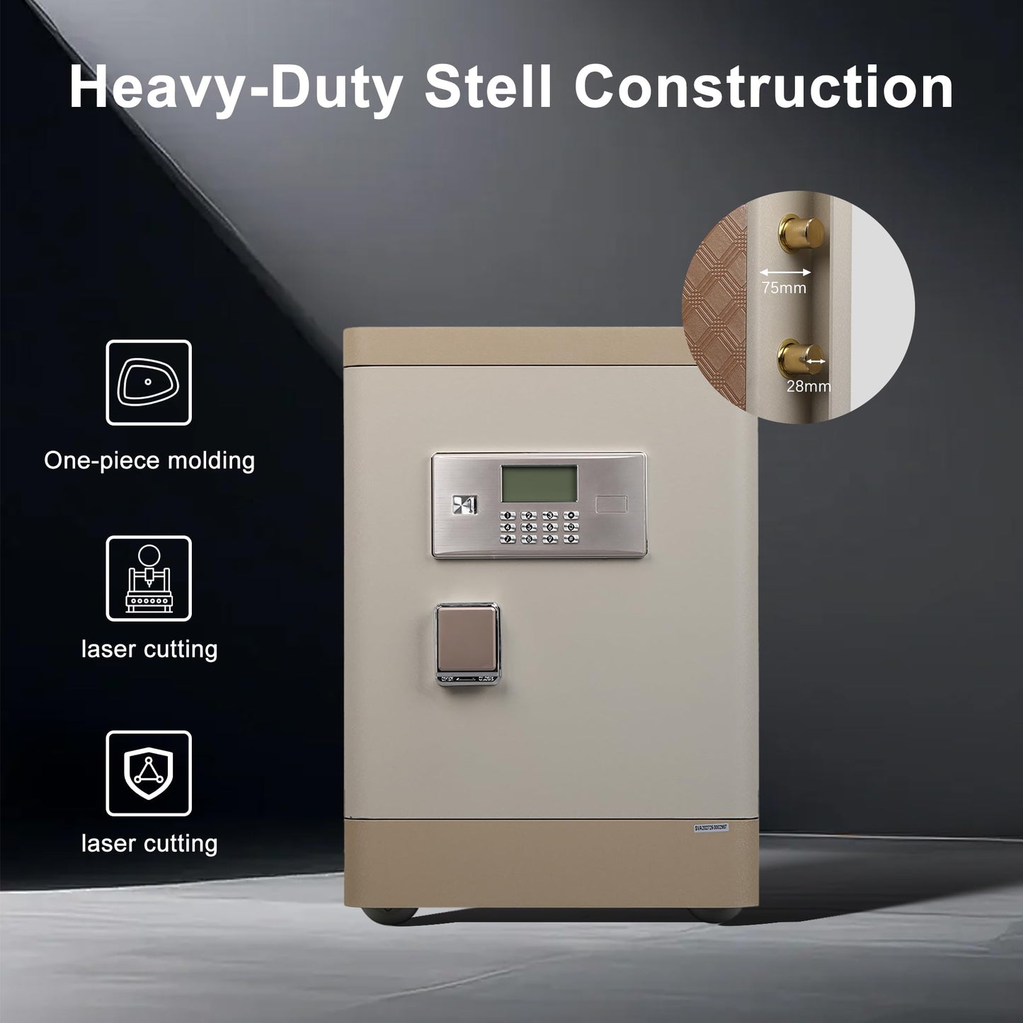 Biometric Home Safe Box, Heavy Duty Security Safe with Fingerprint & Keypad Lock, Anti-Theft Steel Safe with Dual Alarm, Removable Shelf, LED Light, Fireproof Waterproof Bag