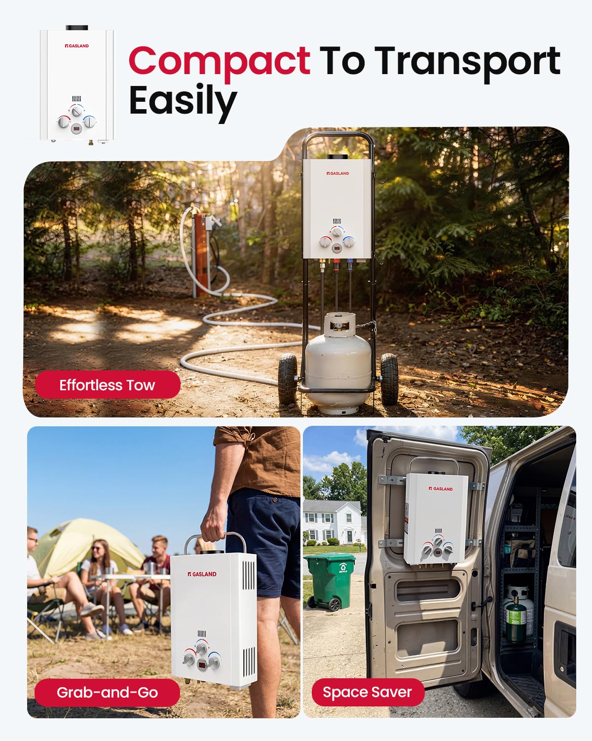 GASLAND BE158 Tankless Water Heater Propane | CSA Certified | 1.58 GPM, 41,000 BTU | Instant Hot Water Heater Outdoor Use Propane Shower for Camping, Off-Grid Living