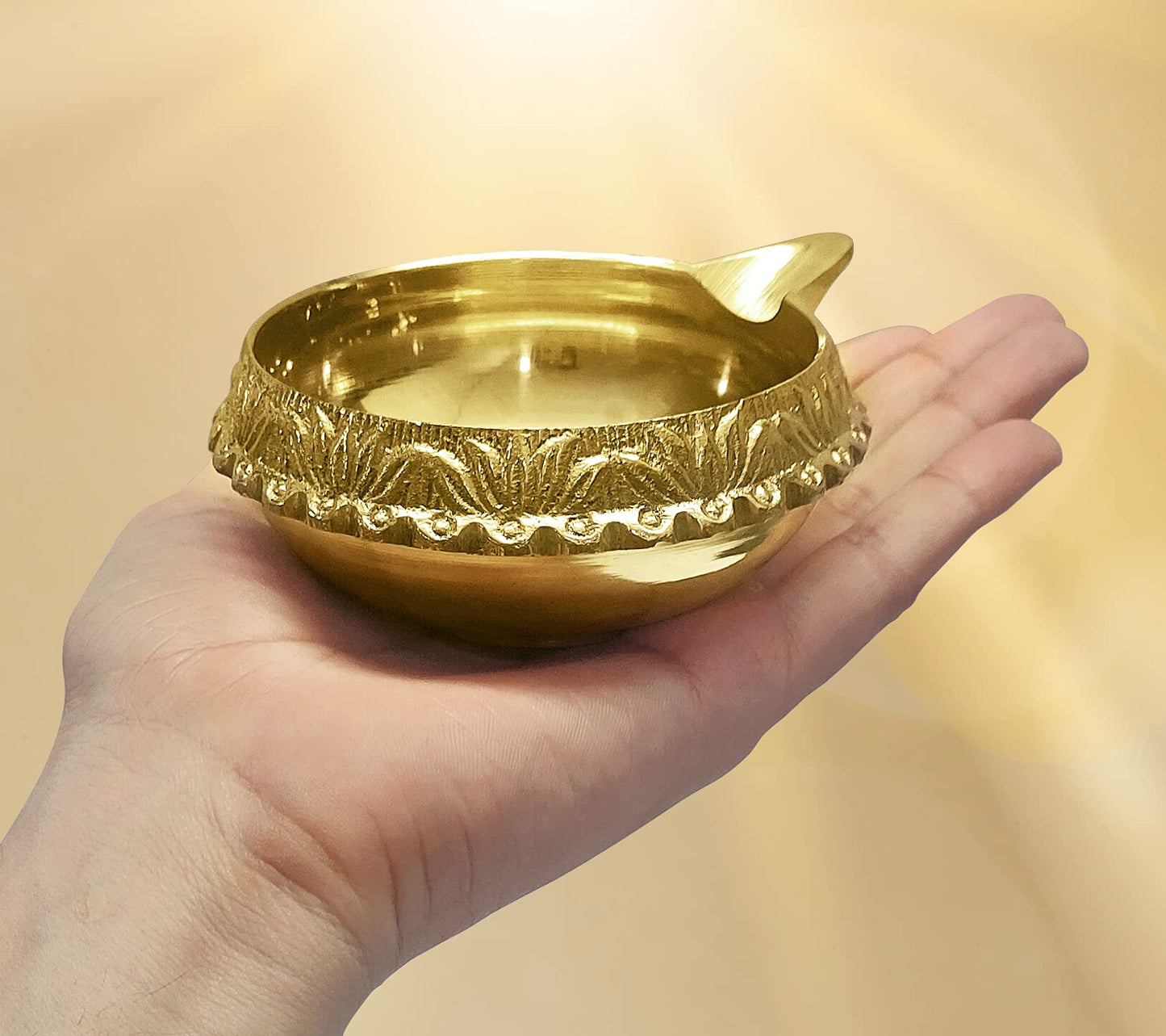 Craftsman SATVIK Brass Aarti Diya with 16 Inch Red Akhand Jyoti, Large Size, Ideal for Puja and Festive Celebrations