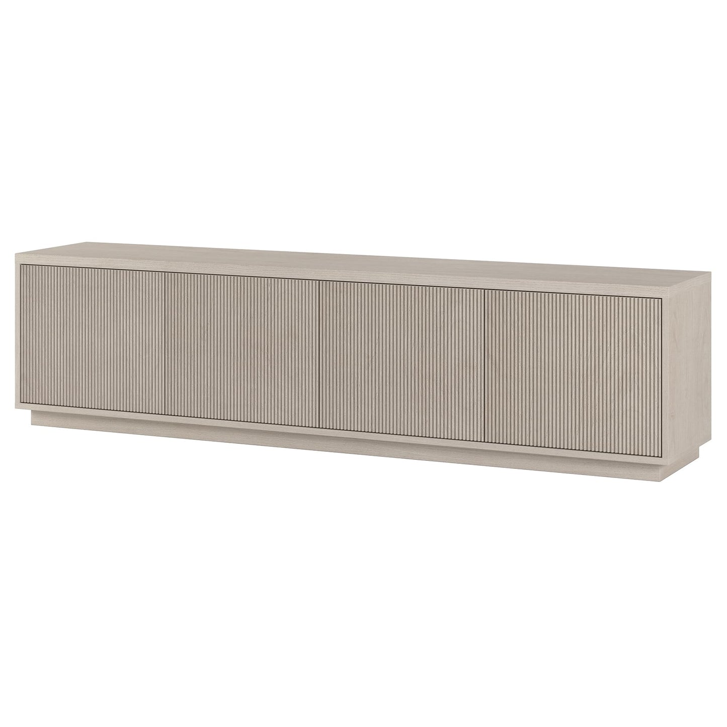 Henn&Hart Fluted TV Stand for TVs up to 85" with 2 Concealed Ribbed Storage Cabinets and Adjustable Shelves for Living Room, Family Room, or Office, Beech White