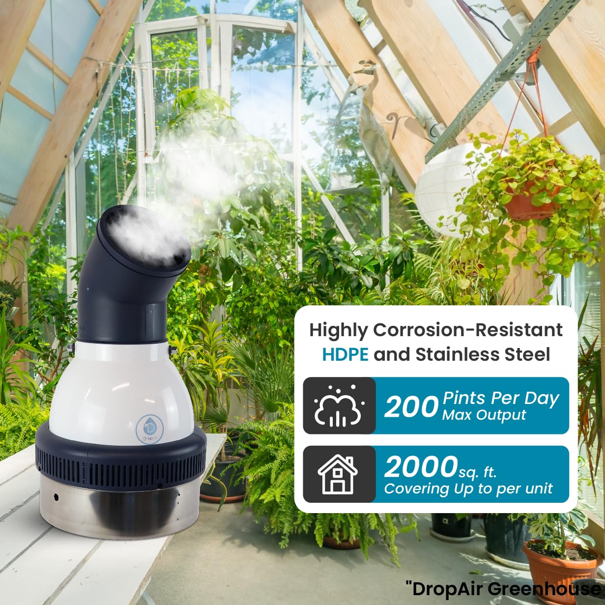 DropAir Humidifier Multdirectional Quiet Greenhouses Indoor Gardens