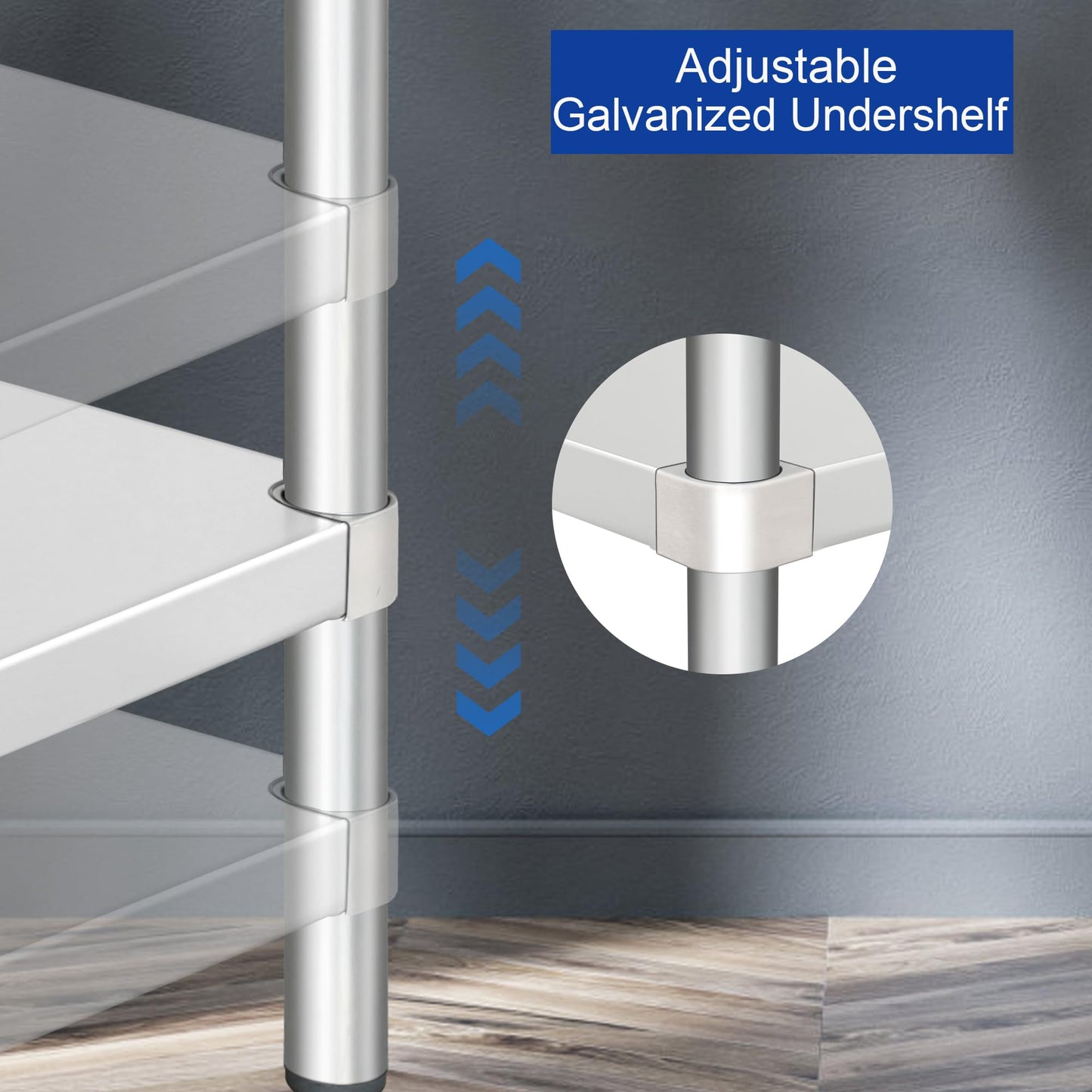 HARDURA Stainless Steel Table with backsplash 30 x 48 Inches Kitchen Prep Table Heavy Duty Stainless Steel Workbench NSF 304 Metel with Aluminium Corner Undershelf for Commercial Restaurant