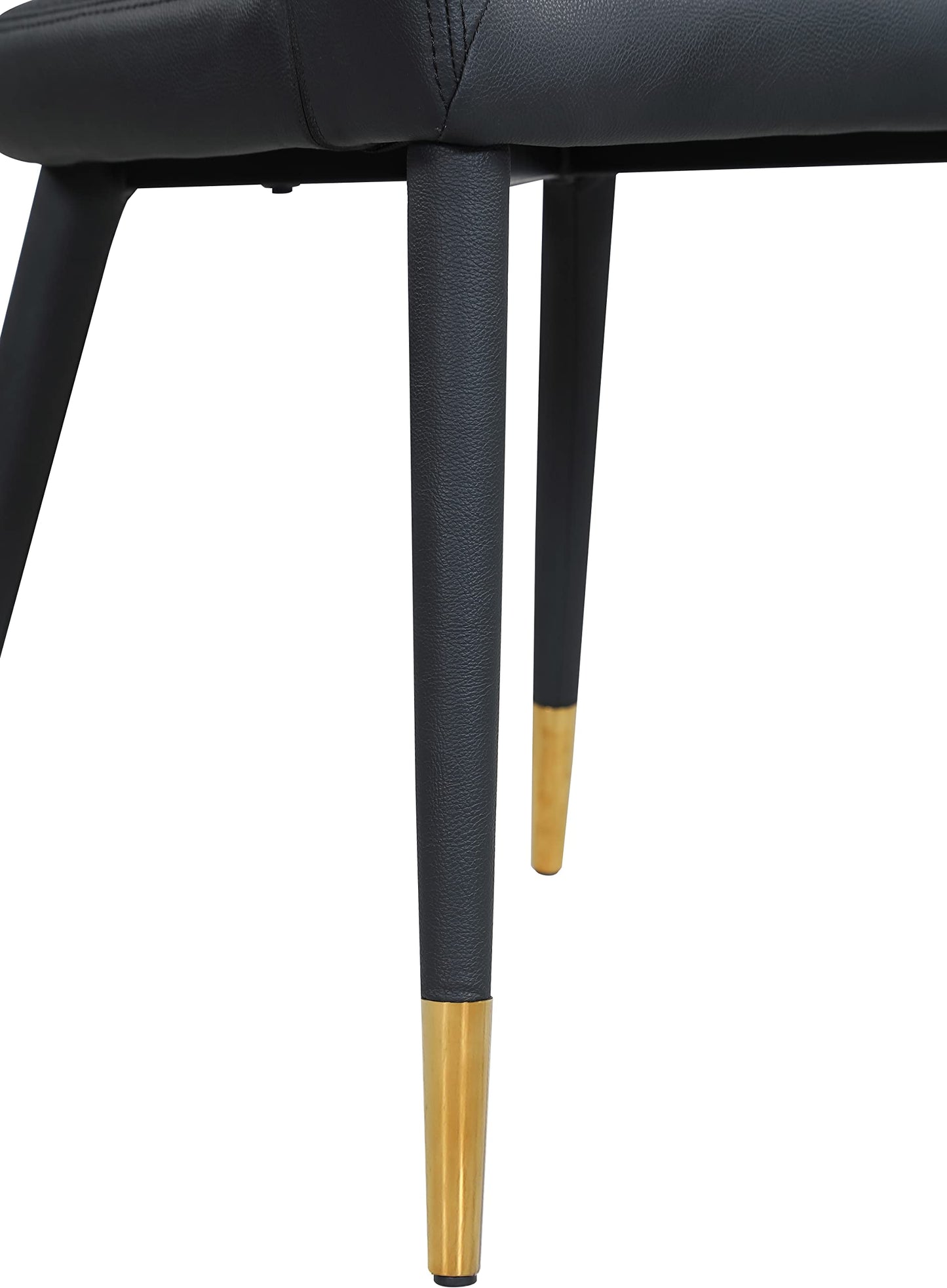 Meridian Furniture 538Black-C Destiny Collection Modern | Contemporary Vegan Leather Upholstered Rounded Back Dining Chair, Black, 23" W x 23" D x 31.5" H