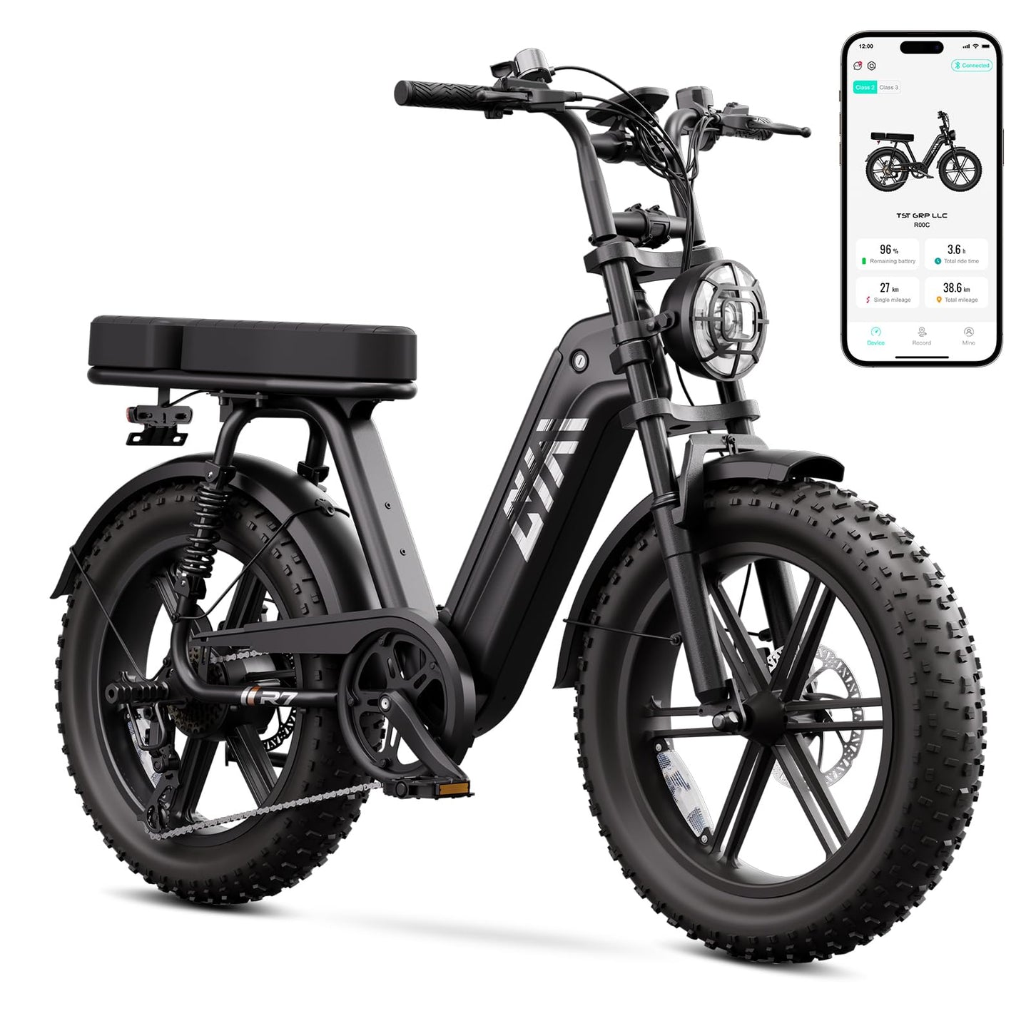 TST Electric Bike for Adults, 1500W Peak Motor Ebike with 48V 15Ah Built-in Battery, 60 Miles Range Electric Bicycle, 20" Fat Tire Step-Thru E Bike with Rear Seat, Rear Footrest