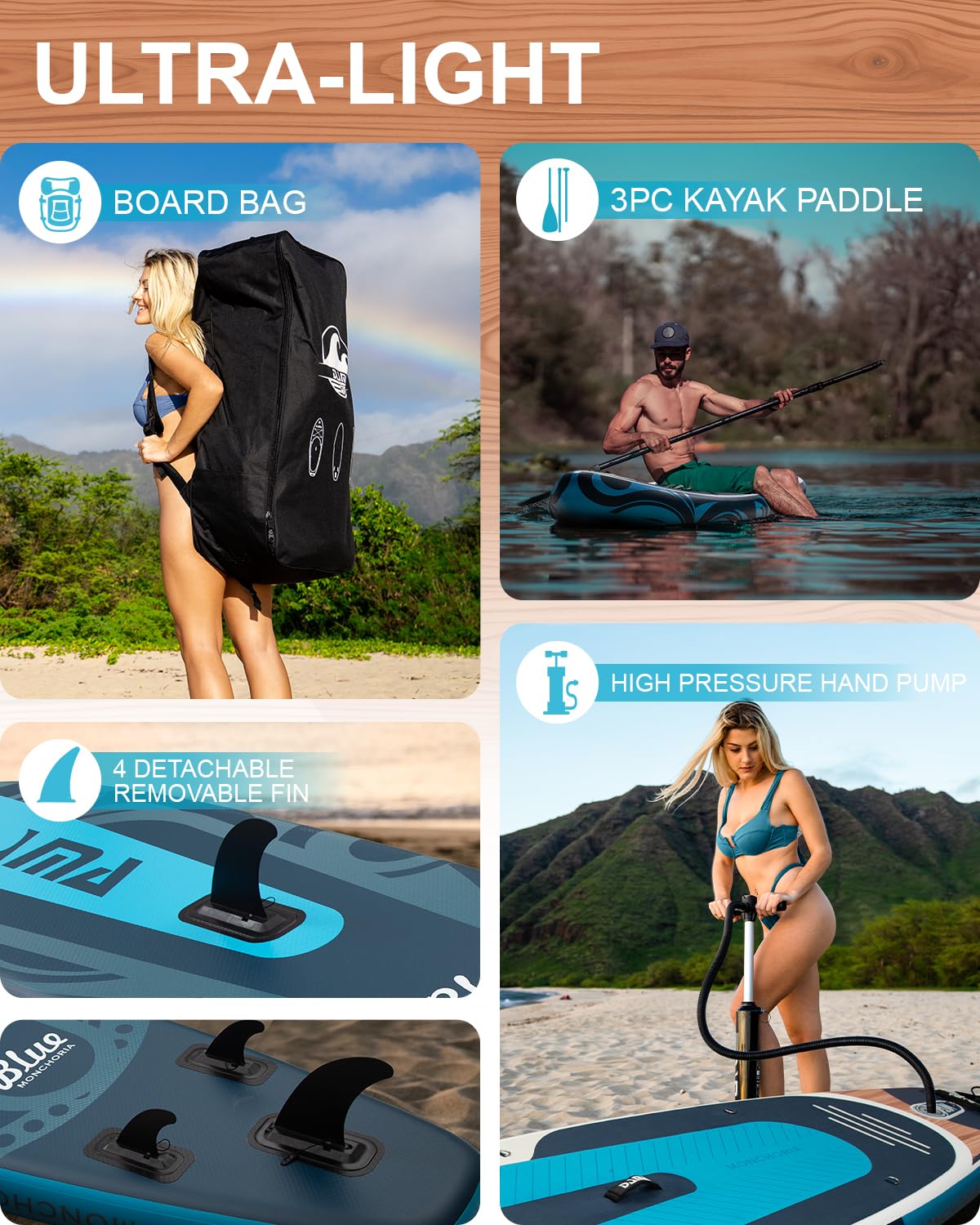 DAMA 11'*34"*6" Stand Up Paddle Board, Inflatable Paddle Board,Inflatable Paddle Boards for Adults w/a Wide, Smooth and Non Slip Deck, Versatile Styles, Suitable for Adults and Teenagers,Blue.