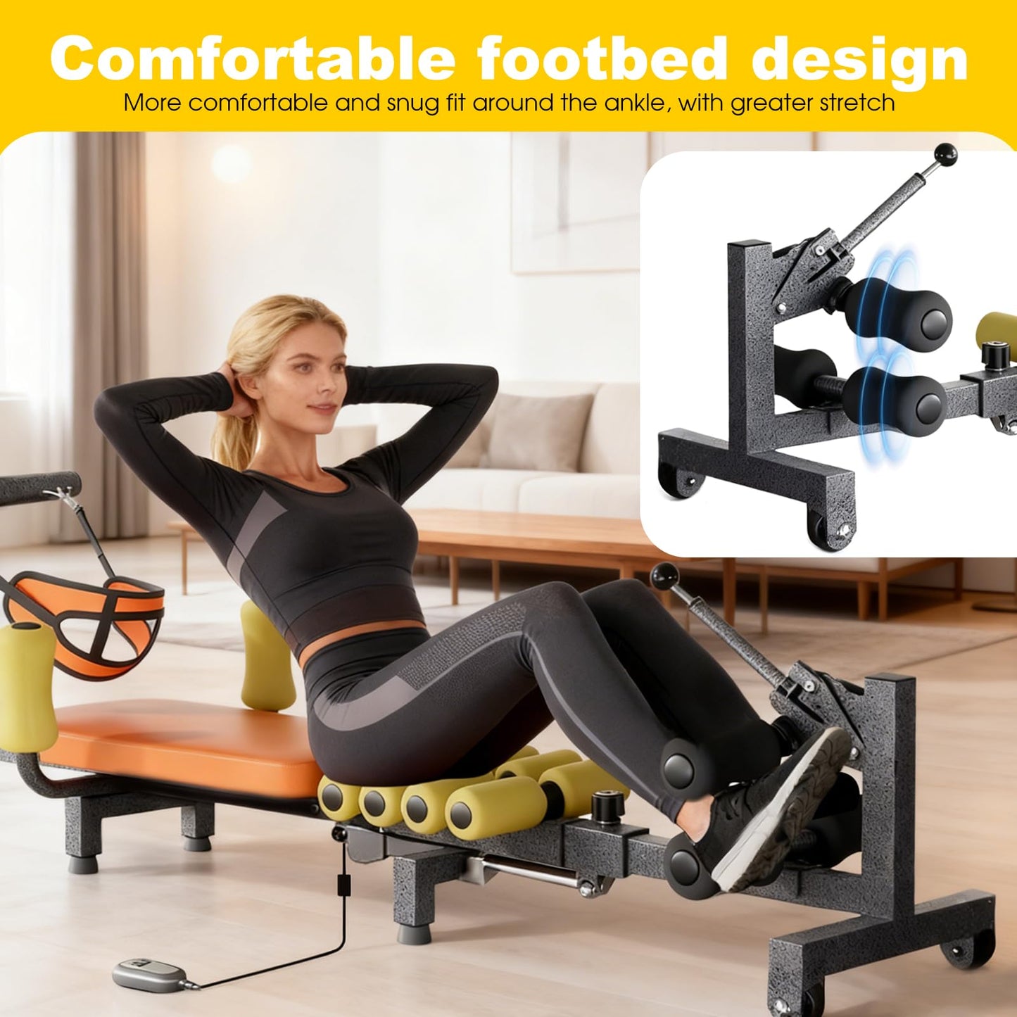 Electric Fitness Full Body Traction Table Inline Back Stretcher Bench with Cervical Traction Massage Cervical Bed 286.6 Lbs Weight Capacity for Lower Back Pain Relief (Brown)