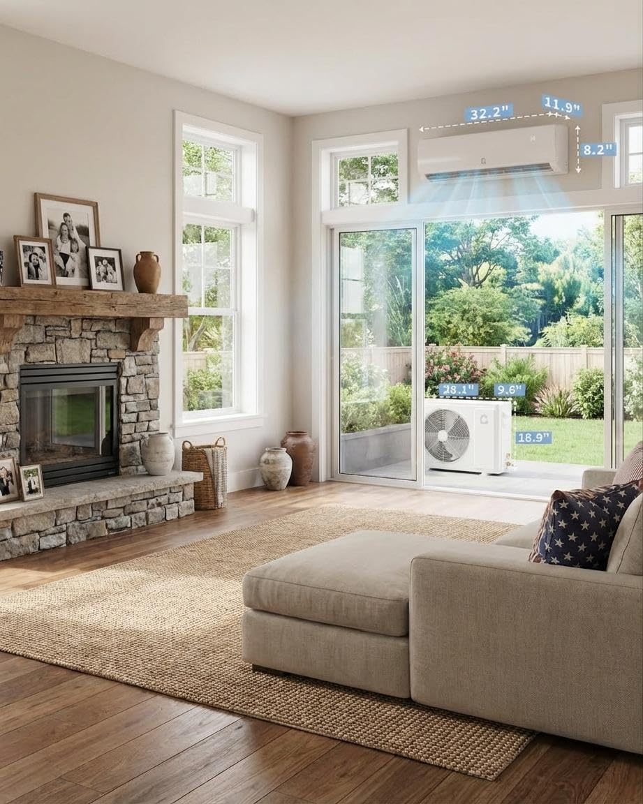 12000 BTU Mini Split Air Conditioner, 19 SEER2 Ductless Inverter AC with 115V, Cool up to 750 Sq. Ft with Heat Pump System, White