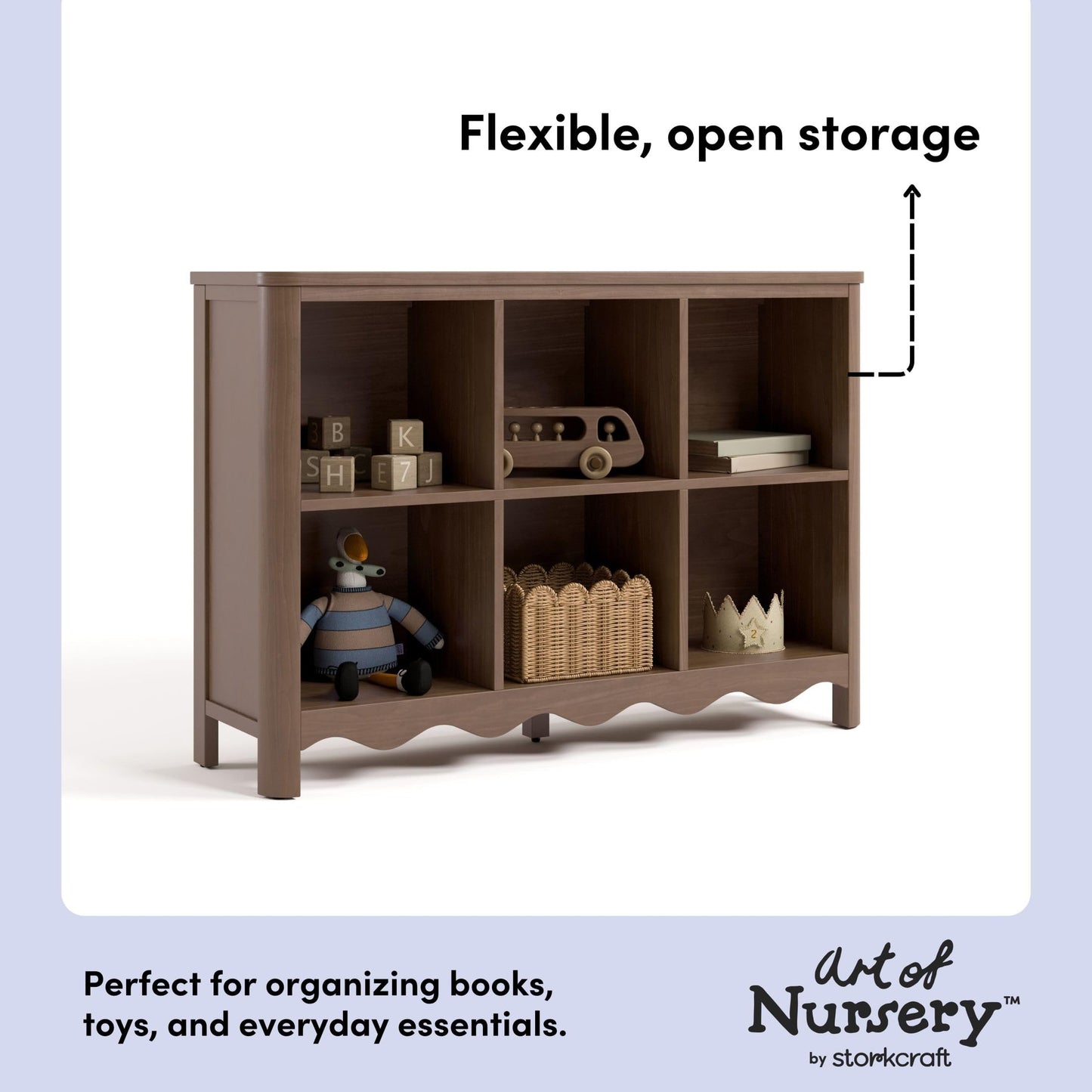 Storkcraft Casablanca 6 Cube Organizer Bookcase – GREENGUARD Gold Certified, Montessori Bookshelf & Toy Storage for Kids, Solid Wood Cubby for Nursery, Kids Bedroom or Playroom (Hazelnut)