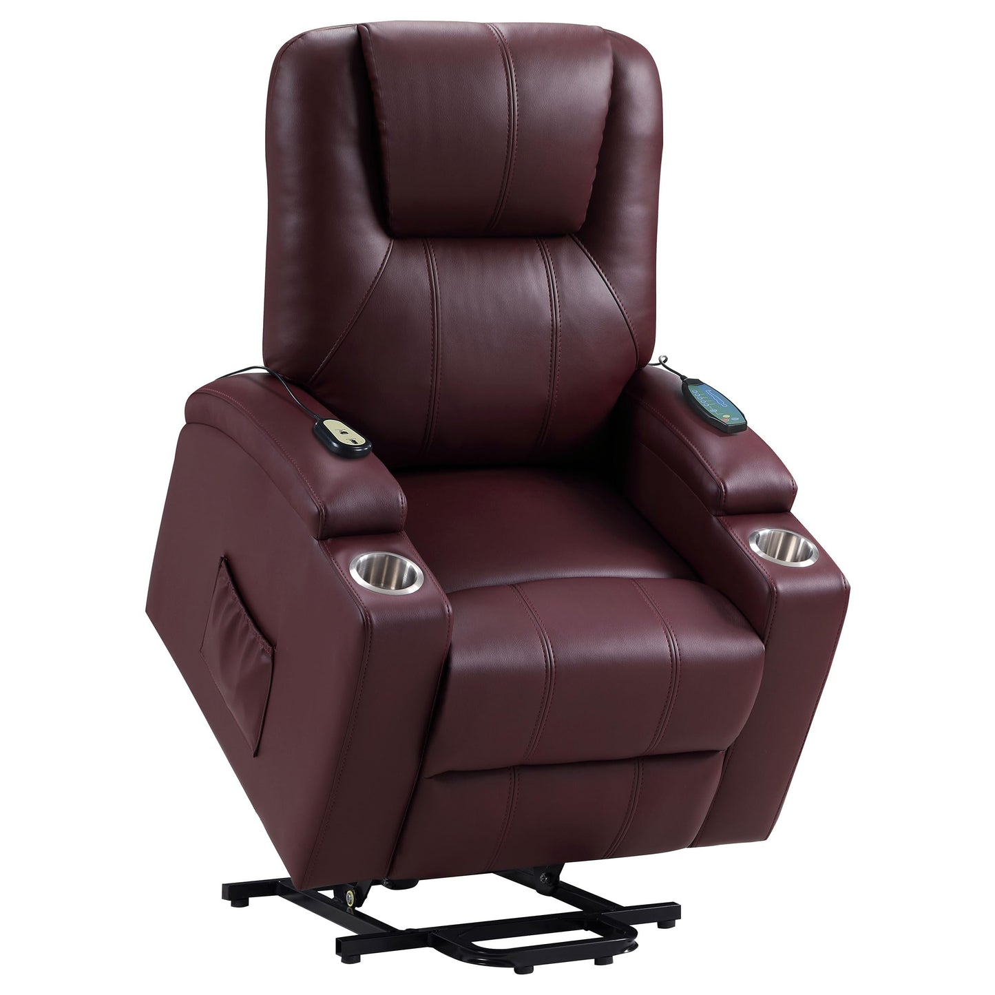 Coaster Home Furnishings Armstrong Upholstered Power Lift Massage Recliner Wine Red