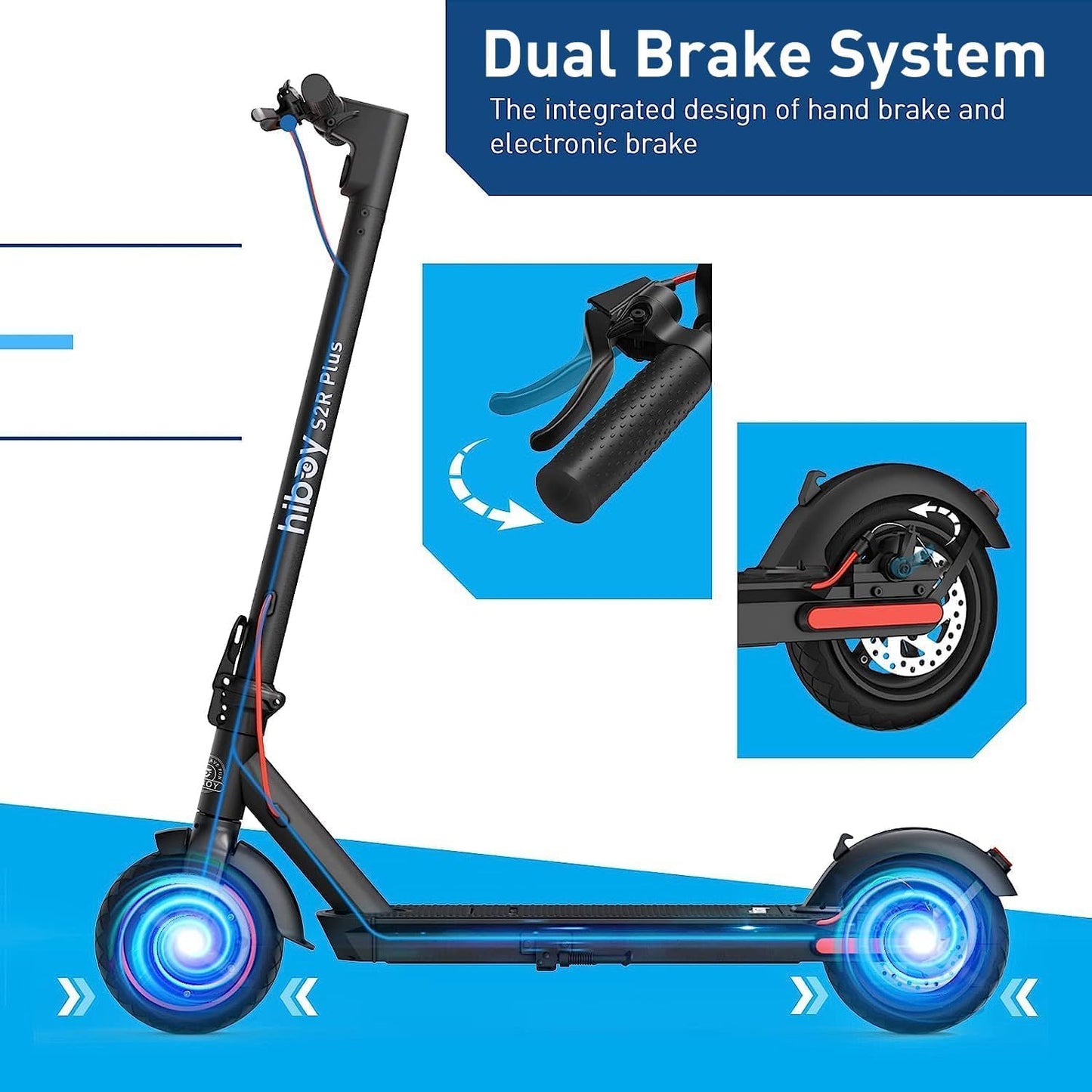 Hiboy 500W Peak Motor Electric Scooter, 19MPH, 22 Miles Long-Range, Foldable Commuter Electric Scooter Adults with Removable Battery, Dual Braking System & APP for Urban Travel
