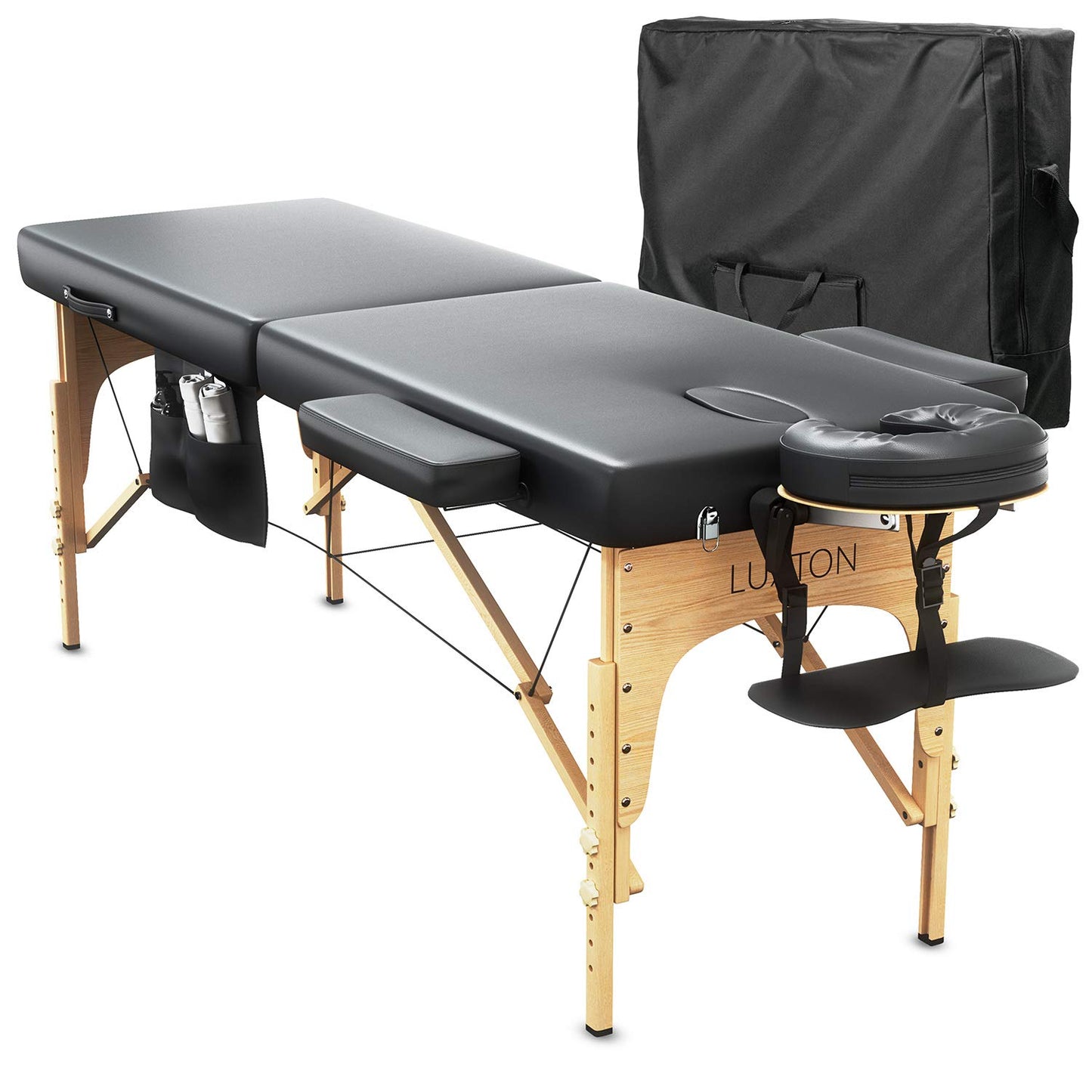 Luxton Home Memory Foam Massage Table Premium Portable Foldable Massage Bed Height Adjustable 72 Inches Long 27 Inches Wide Home Salon Spa Bed Tattoo Table with Accessories & Carrying Case Easy Set Up
