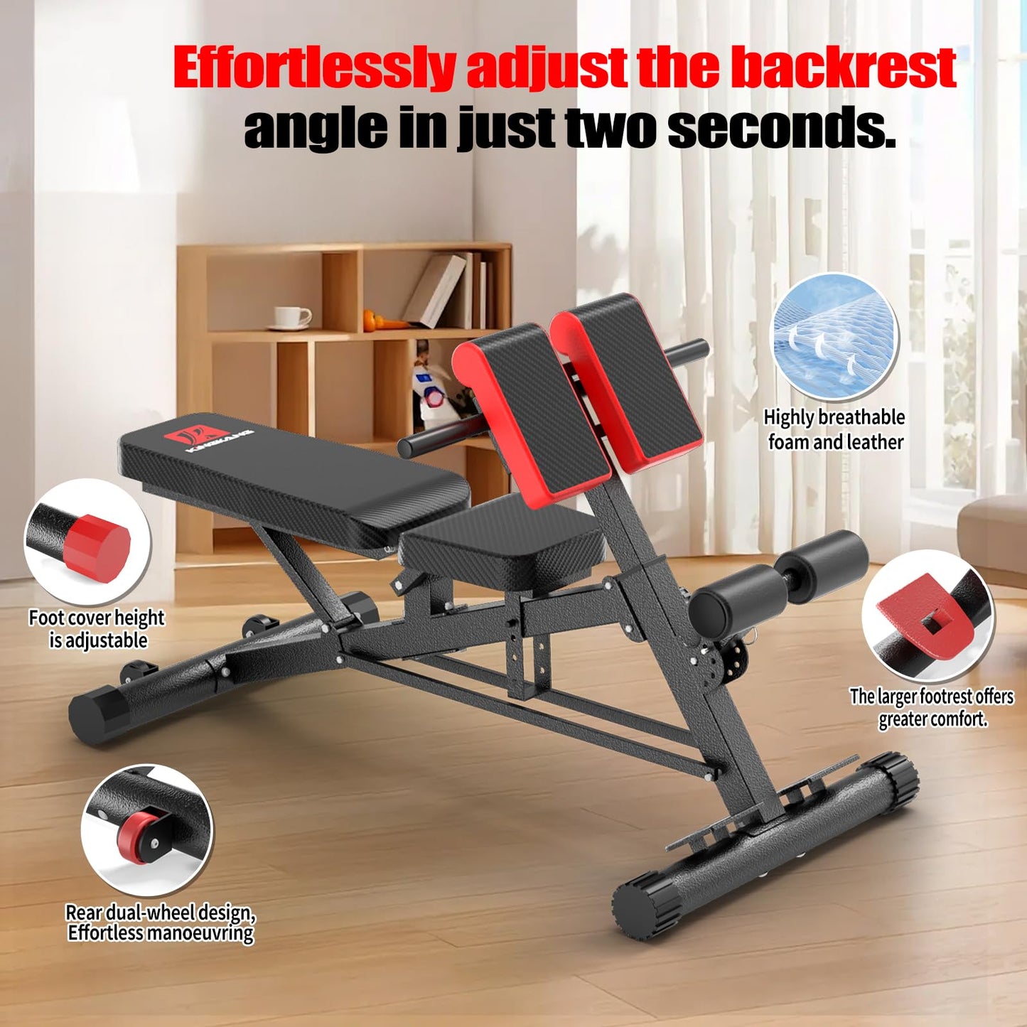 K KiNGKANG Adjustable Weight Bench,Multi-Functional Roman Chair for Full All-in-One Body Workout Hyper Back Extension and Sit up