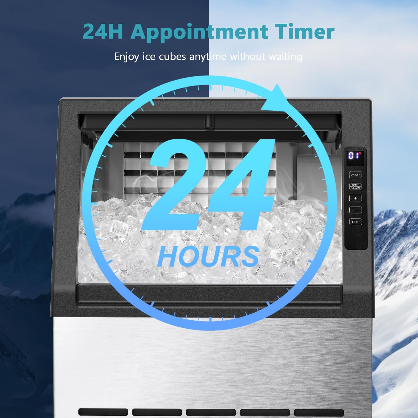 Commercial Ice Maker Machine, 80Lbs/24H Under Counter Ice Maker, Freestanding with Ice Thickness Control & Stainless Steel, 36 Cubes in 15 Mins, 28Lbs Storage Capacity, for Home, Bar, Cafe, Offices