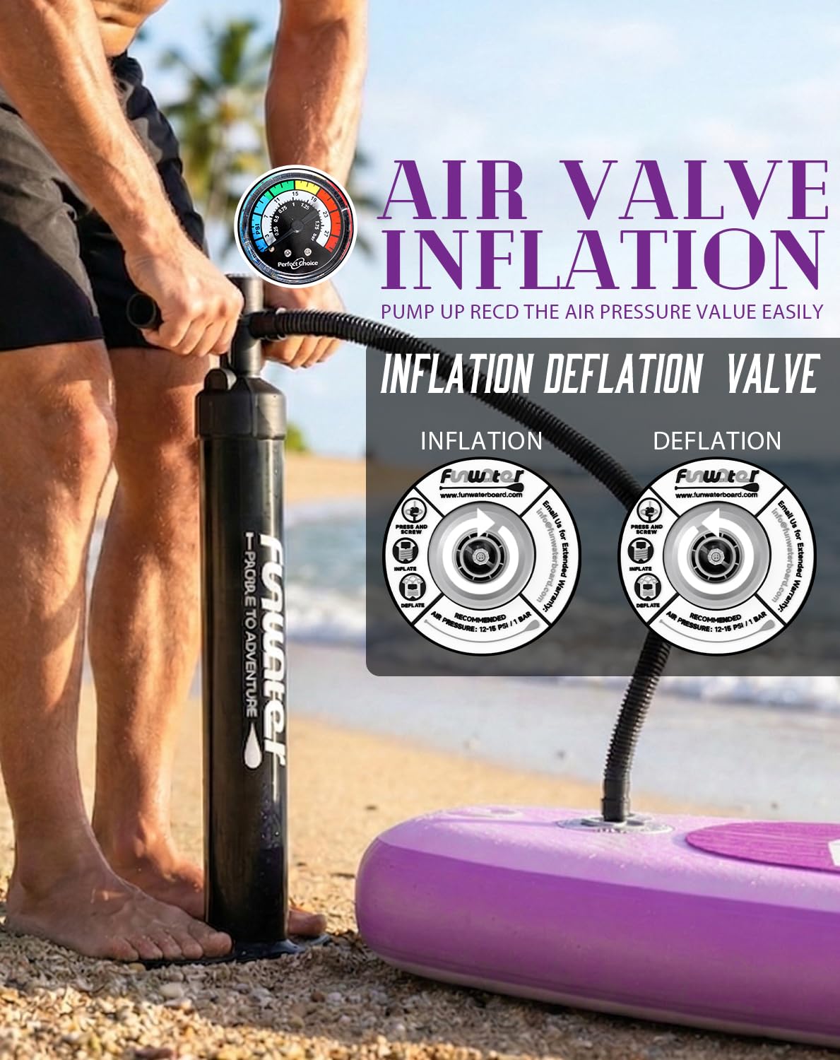 FunWater Inflatable 10'6×33"×6" Ultra-Light (17.6lbs) SUP for All Skill Levels Everything Included with Stand Up Paddle Board, Adj Floating Paddles, Pump, ISUP Travel Backpack, Leash,Waterproof Bag