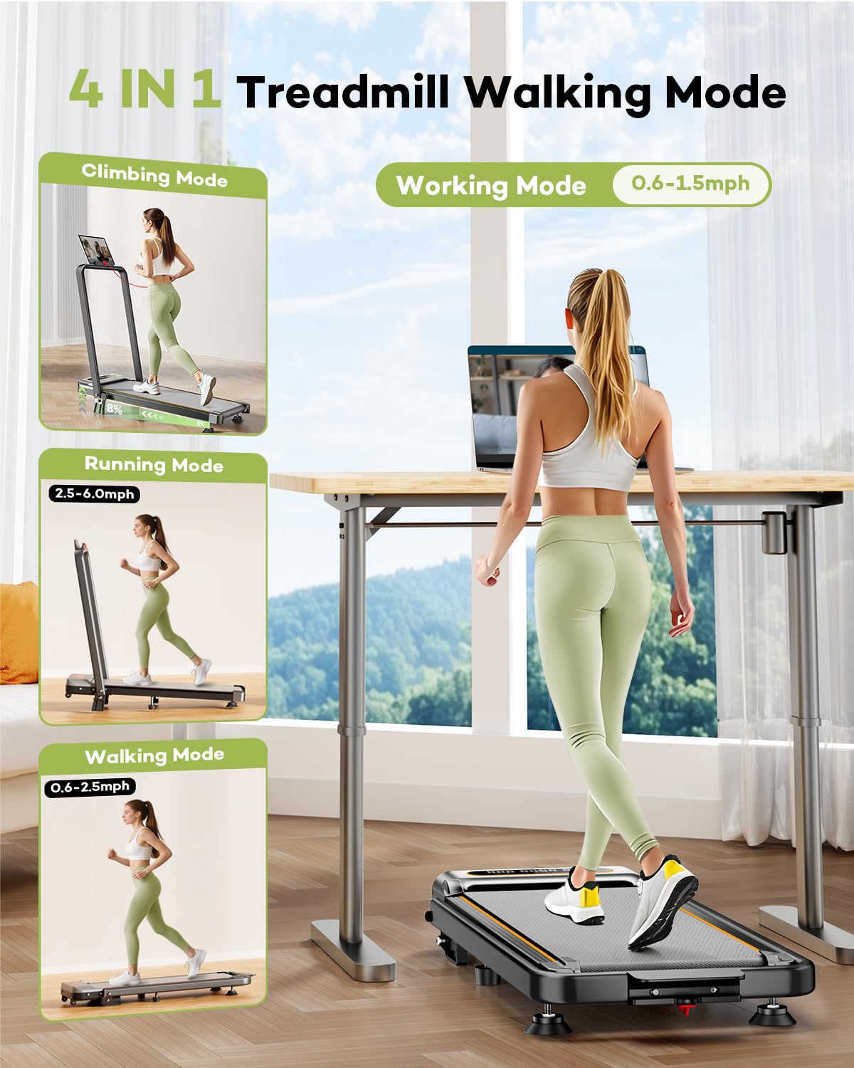 Walking Pad with 8% Incline Walking Treadmill Pad with APP