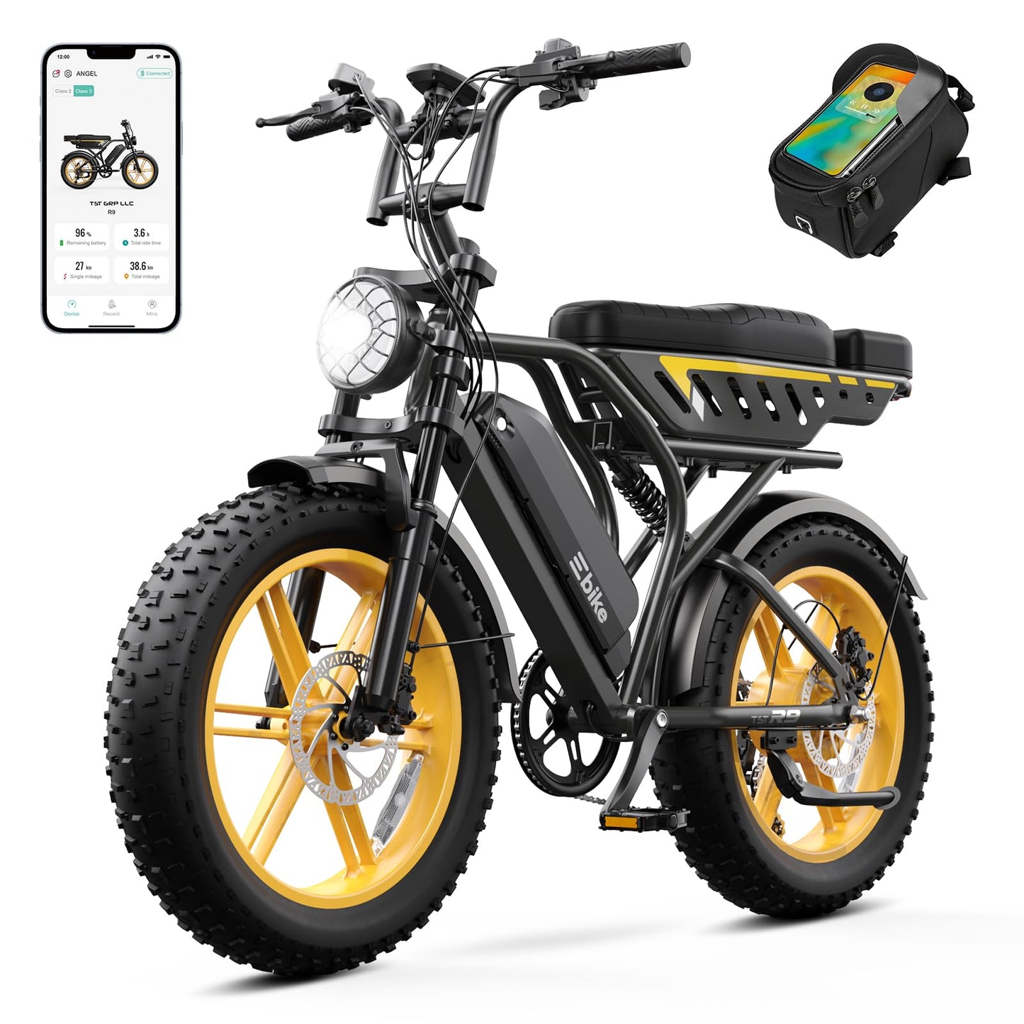 TST Electric Bike for Adults 1500W Peak 20" Fat Tire All-Terrain E-Bike 60/130 Miles Electric Dirt Bike - 48V 15/30AH Battery Tested to UL 2849 Powered Electric Bicycle