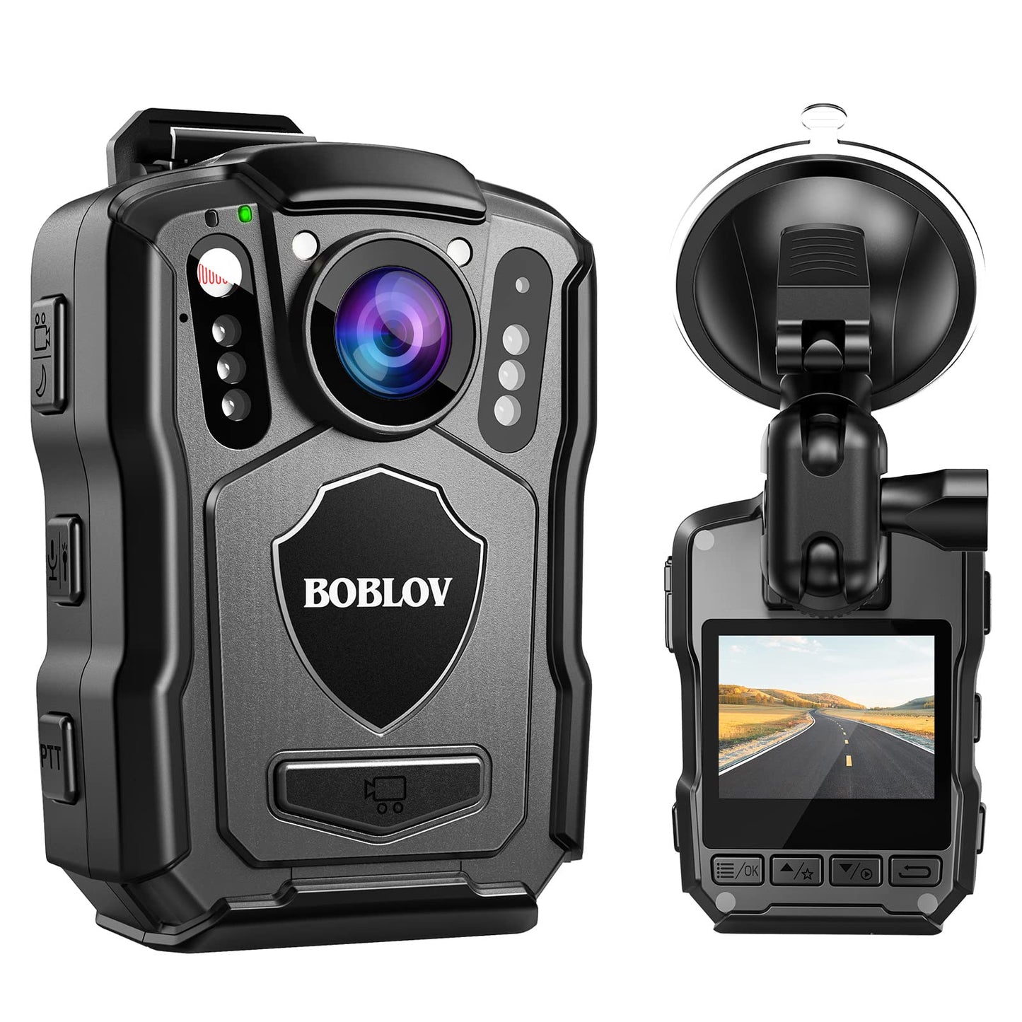 BOBLOV M5 2K 256G Police Body Camera, GPS Enabled &1440P Body Mounted Cam, Body Cam Built-in 4200MAH Battery,15Hours Record, IP67 Water Resistant, for Law Enforcement, with Car Suction Mount