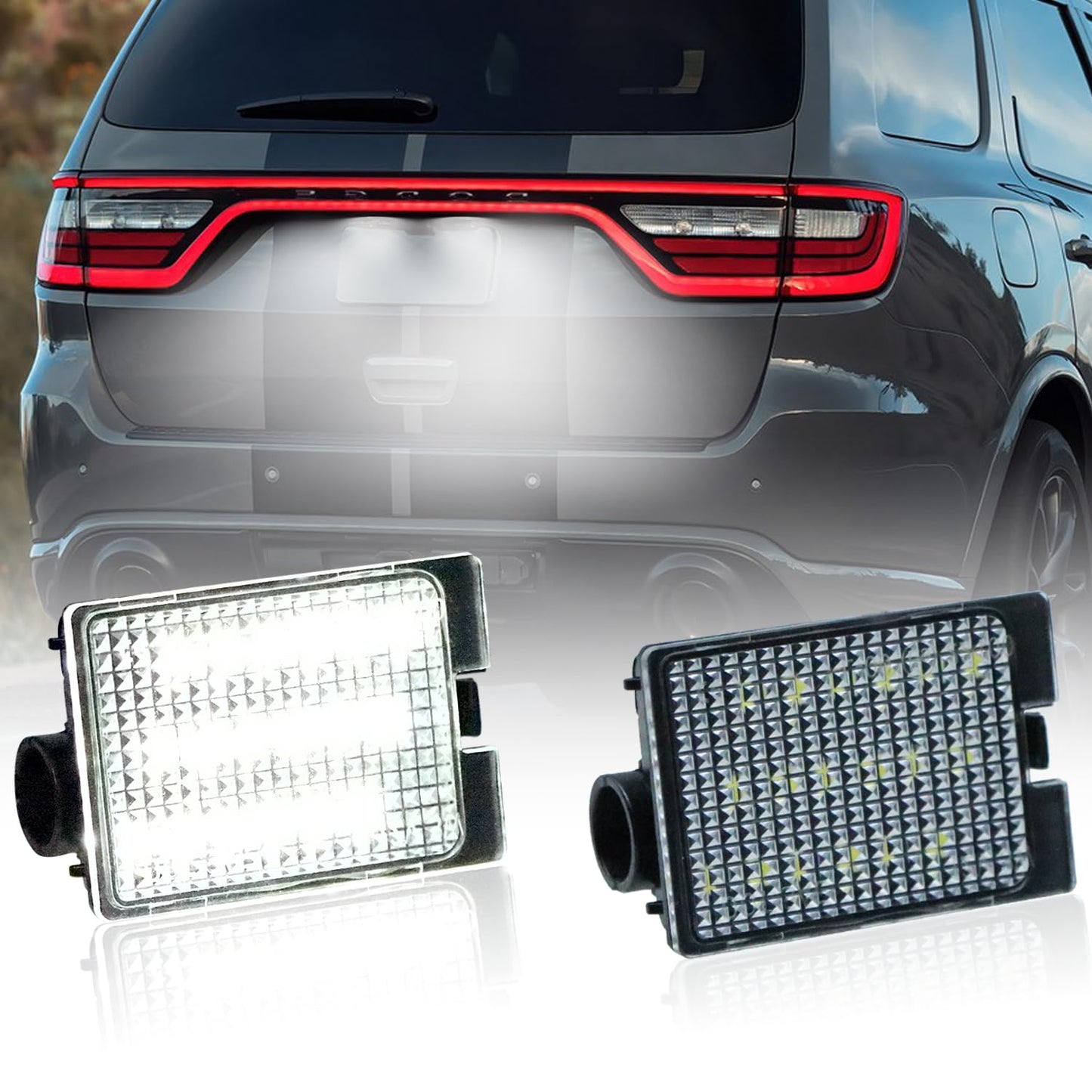 DouMmantn LED License Plate Lights, 6500K White, Clear Lens, Compatible with Durango 2014-2022, 2PCS