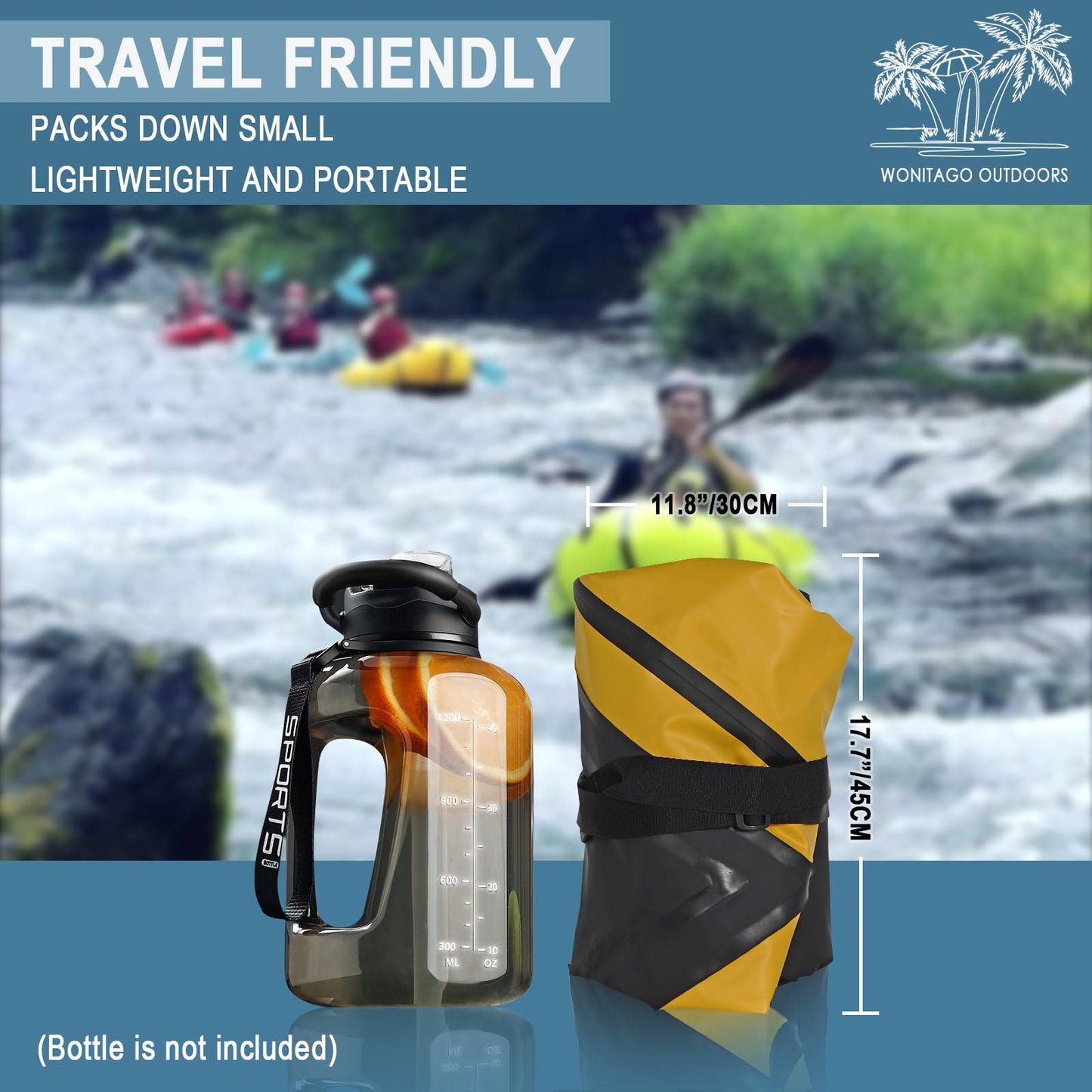 WONITAGO Packraft TPU Inflatable Travel Kayak with Soft Seat Lightweight Packrafts for Flat Water Rafting/Bicycle Drifting/Litewater Dinghy, 1 Person, 6.8Ft, Yellow