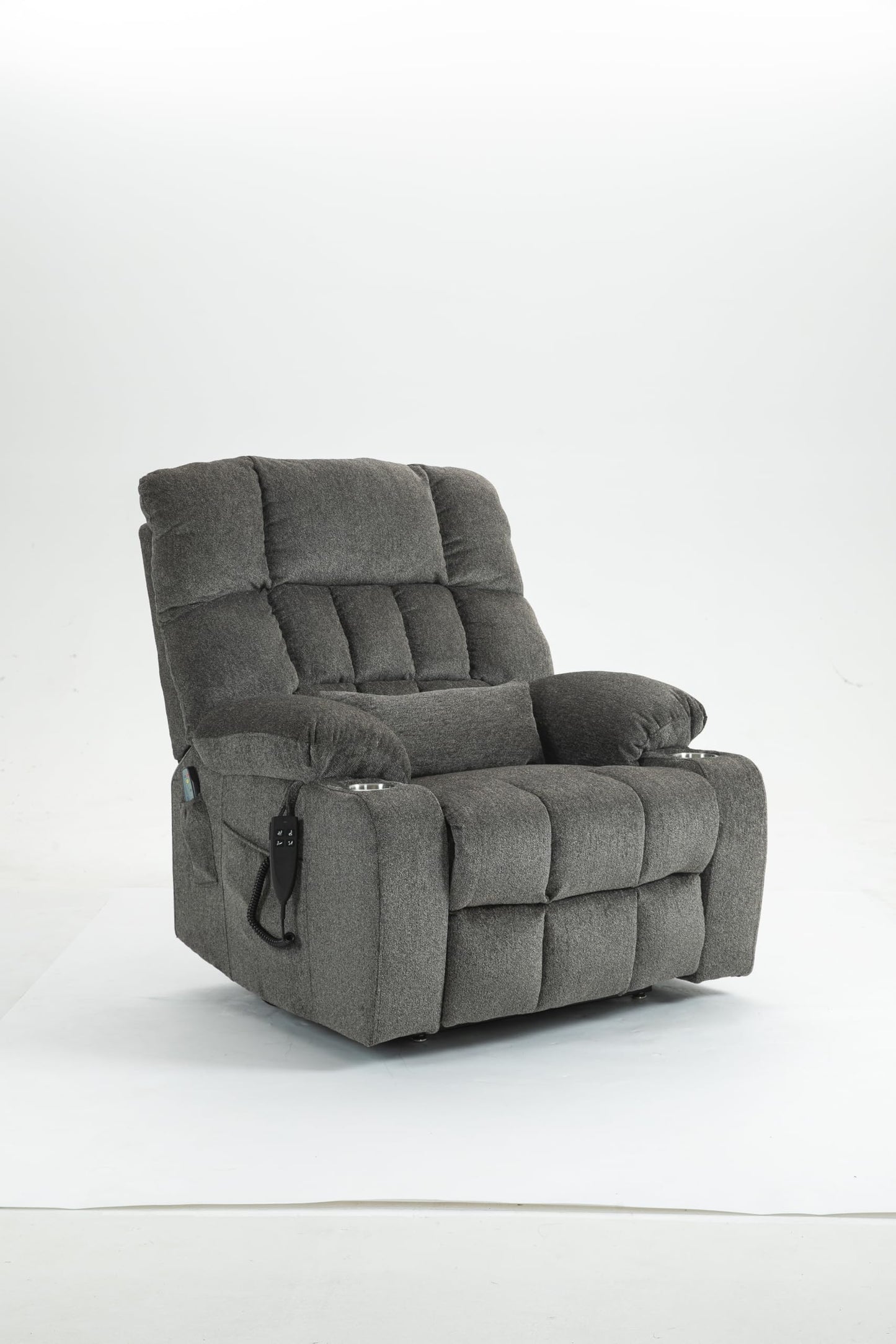 Oversized Power Lift Recliner Chair with Heat and Massage for Big and Tall Adults Electric Reclining Sofa with Dual Remote Cup Holders Side Pockets OKIN Motor, Gray
