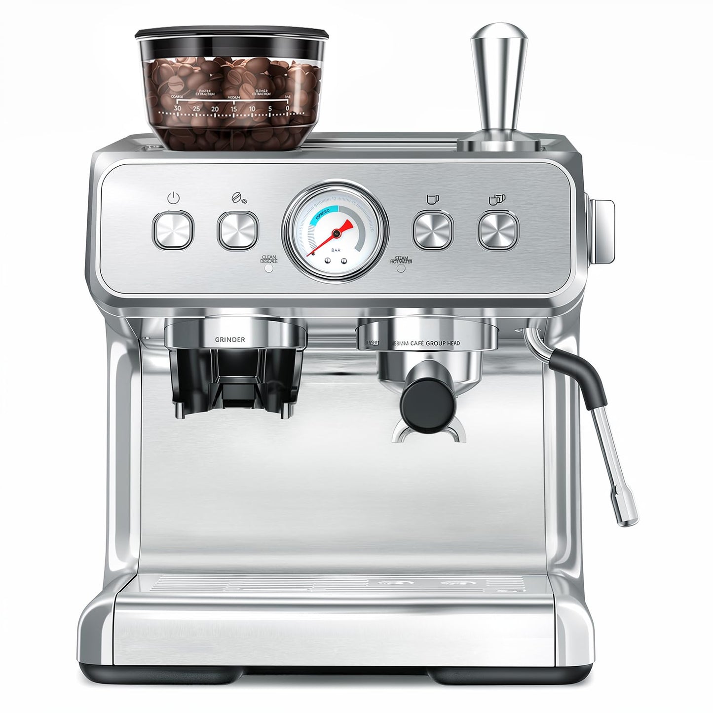 COWSAR Espresso Machine with Grinder, 20 Bar Automatic Espresso Maker, Milk Frother Steam Wand, PID Temperature Control, 58mm Brewing System, Perfect for Cappuccino & Latte