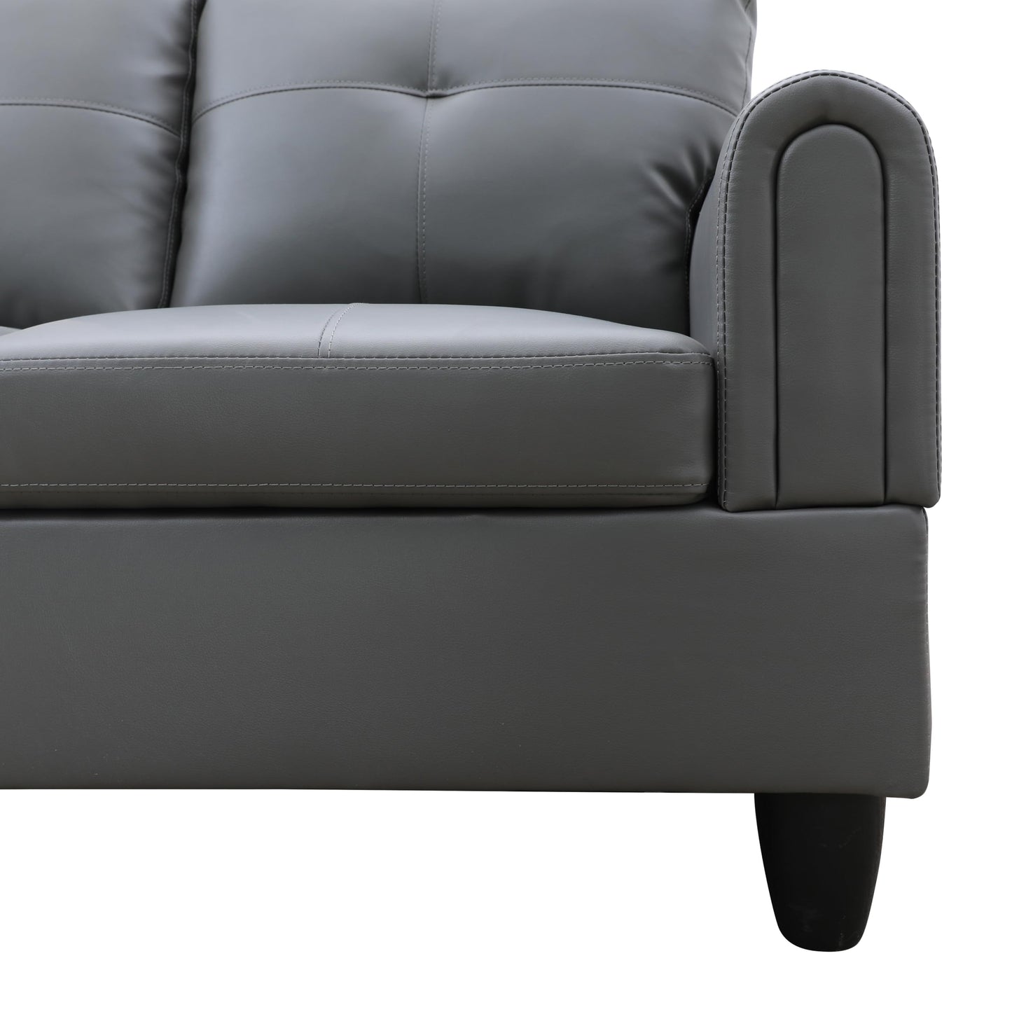 NicBex Sectional Couch L Shaped Couch Sofas for Living Room Living Room Furniture Sets Faux Leather Couch with Chaise and Back Cushions for Living Room and Apartment, Silver Grey