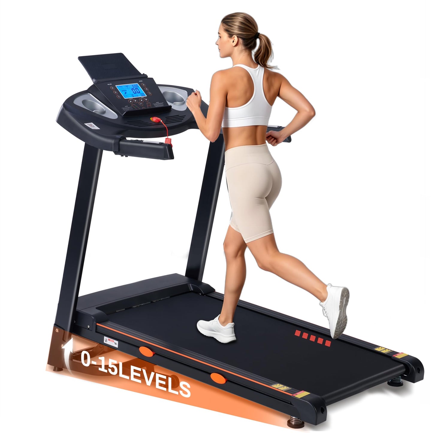 Treadmill for Home, 15-Level Auto Incline, 18" Wide Running Belt, 10 MPH