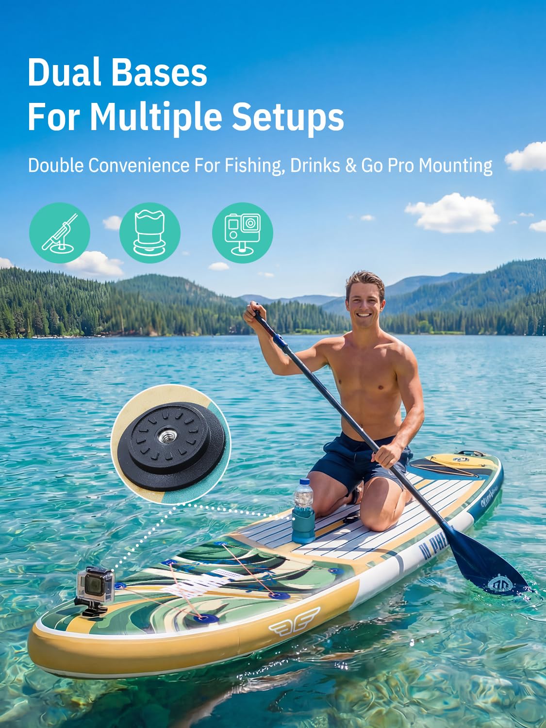 Niphean (Extra Large) Inflatable Paddle Board, SUP for 2+1 People/Family 500lbs Capacity Stand Up Paddle Board with SUP Accessories, StabilTrac Fin Non-Slip Paddleboard for Adults-Glass Green