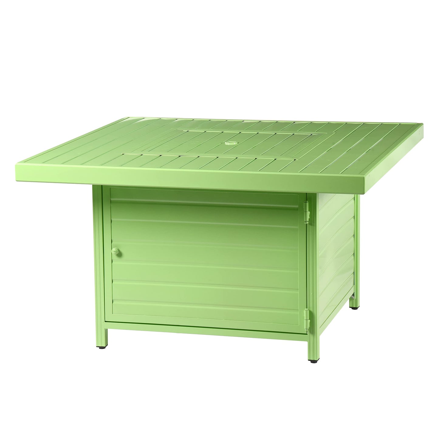 Square 42 in. x 42 in. Aluminum Propane Fire Pit Table with Glass Beads, Two Covers, Lid, 57,000 BTUs in Green Finish
