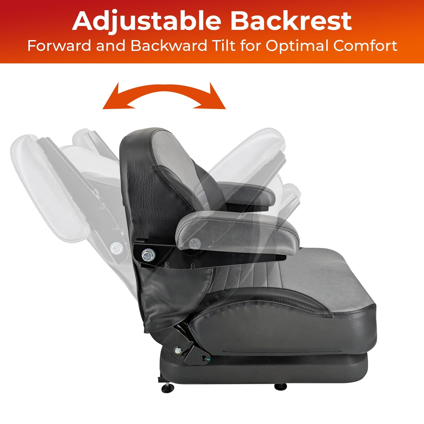 Keystone Seats Comfort Elite Suspension Seat – 1 YEAR WARRANTY – Adjustable Suspension, Backrest, & Cushioned Armrests – For Scag Ferris Hustler Gravely Bad Boy Kubota Toro Zero-Turn Mowers & Tractors