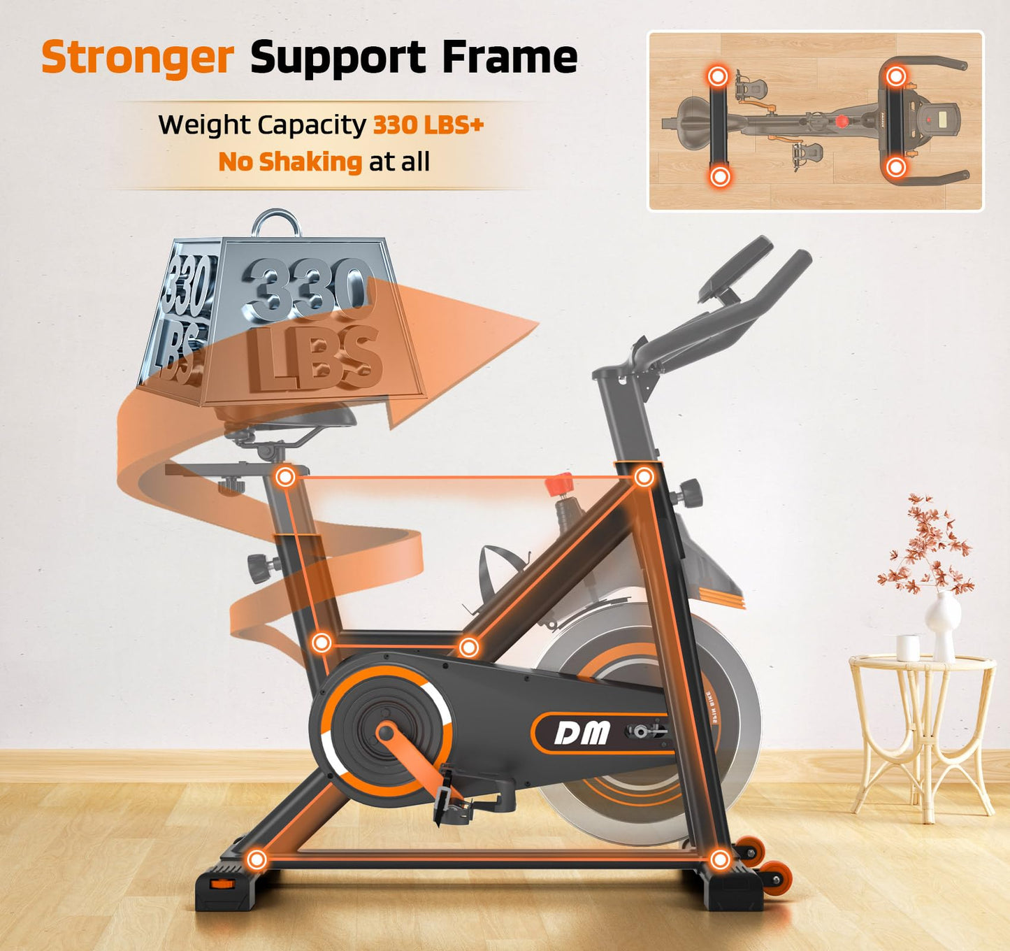 DMASUN Exercise Bike, Silent Magnetic Resistance Stationary Bike for Home with 330 LBS Capacity, Pedals with Anti-loosening Nuts, Indoor Bike with Comfortable Seat Cushion, Digital Display with Tablet Holder